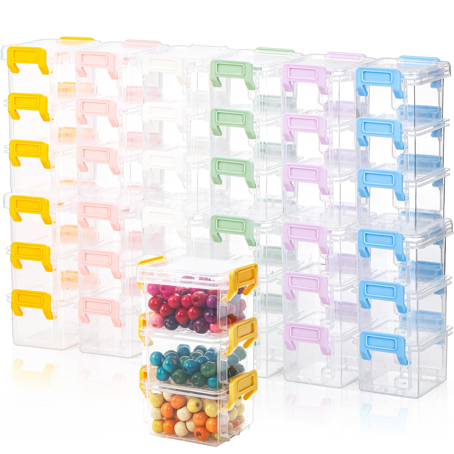 Nicunom 12-Pack 3-Tier Mini Plastic Storage Containers with Lids - 3.1