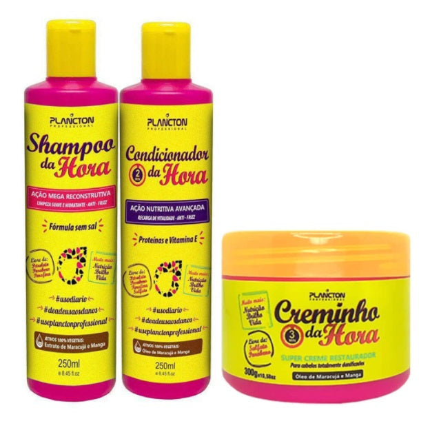 Da Hora Passionfruit Mango Hair Treatment Kit - 3 Piece Deep Conditioning Set for Dry & Damaged Hair | At-Home Hair Care with Marine Plankton Extract | Perfect for Salon-Quality Treatments & Daily Hair Nourishment