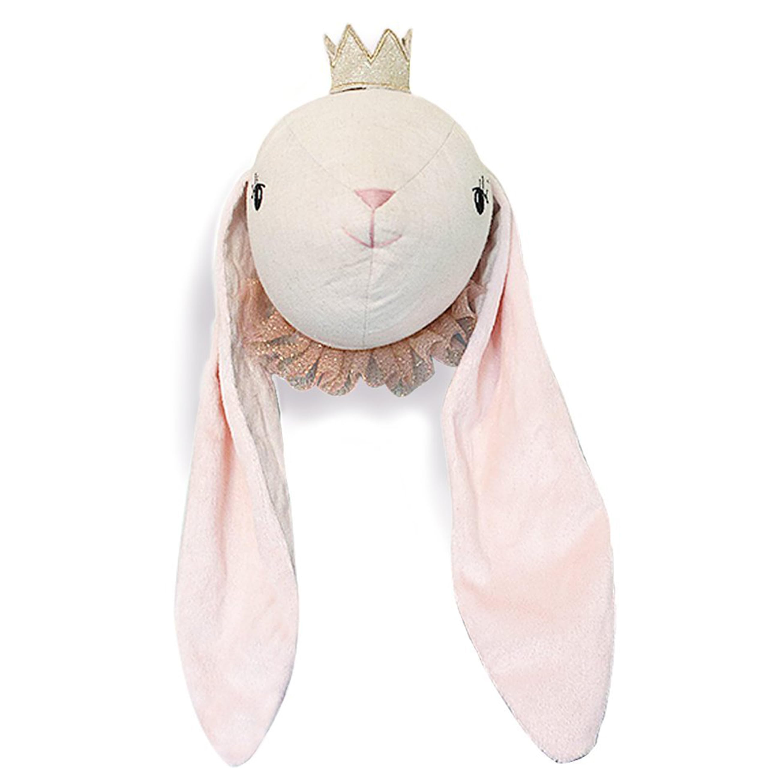 MON AMI Princess Bunny Stuffed Animal Head Wall Mount - 7 Inch Cute Plush Bunny Decor for Girls Room, Nursery Wall Art, Kids Bedroom Decor | Perfect for Baby Shower Gifts, Children's Birthday Presents & Nursery Themed Decorations