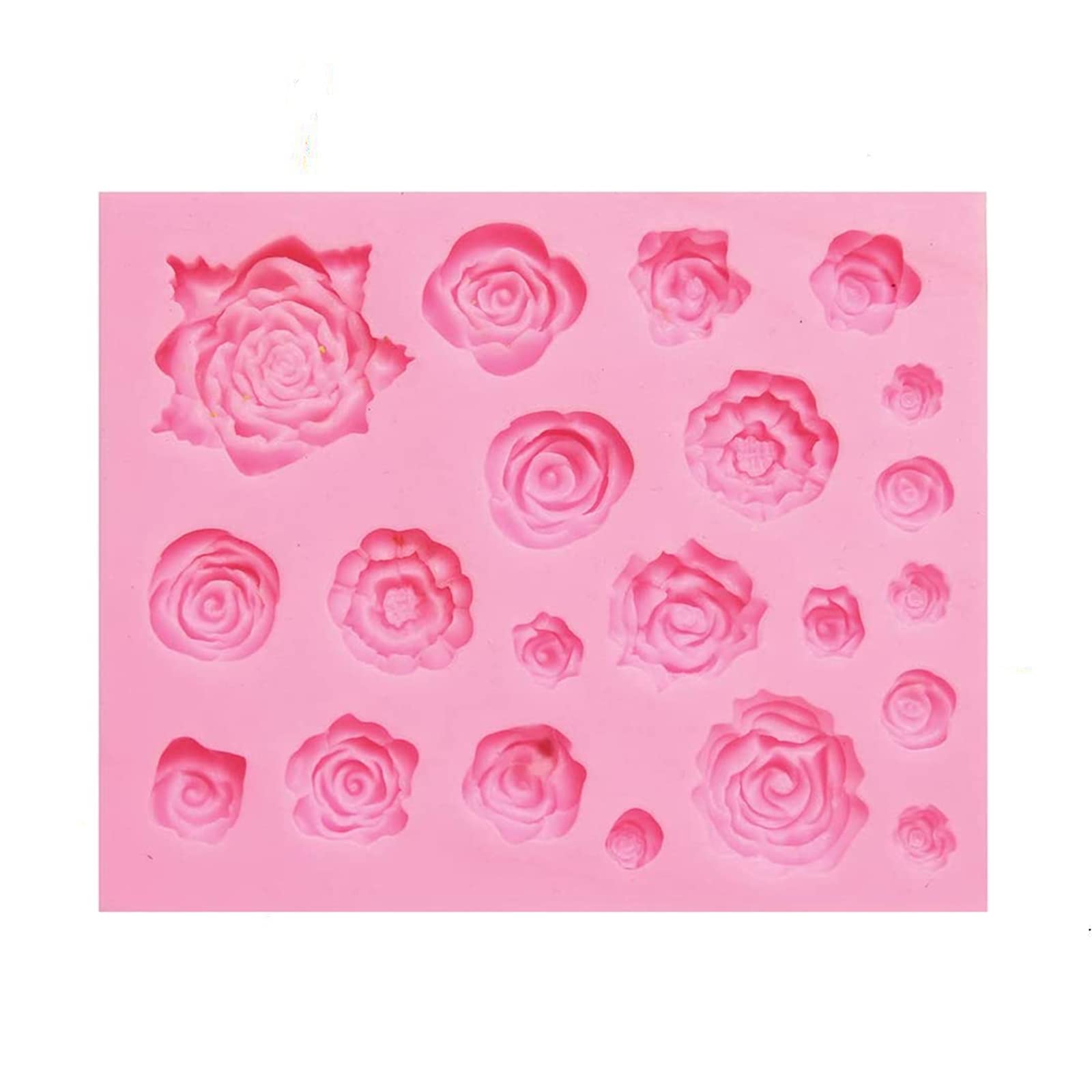 21-Cavity Silicone Rose Flower Fondant Mold - Cake Cupcake Decorating Tool for Chocolate, Candy Making, Pastry & Candle DIY - Perfect for Wedding, Birthday & Party Dessert Decorations