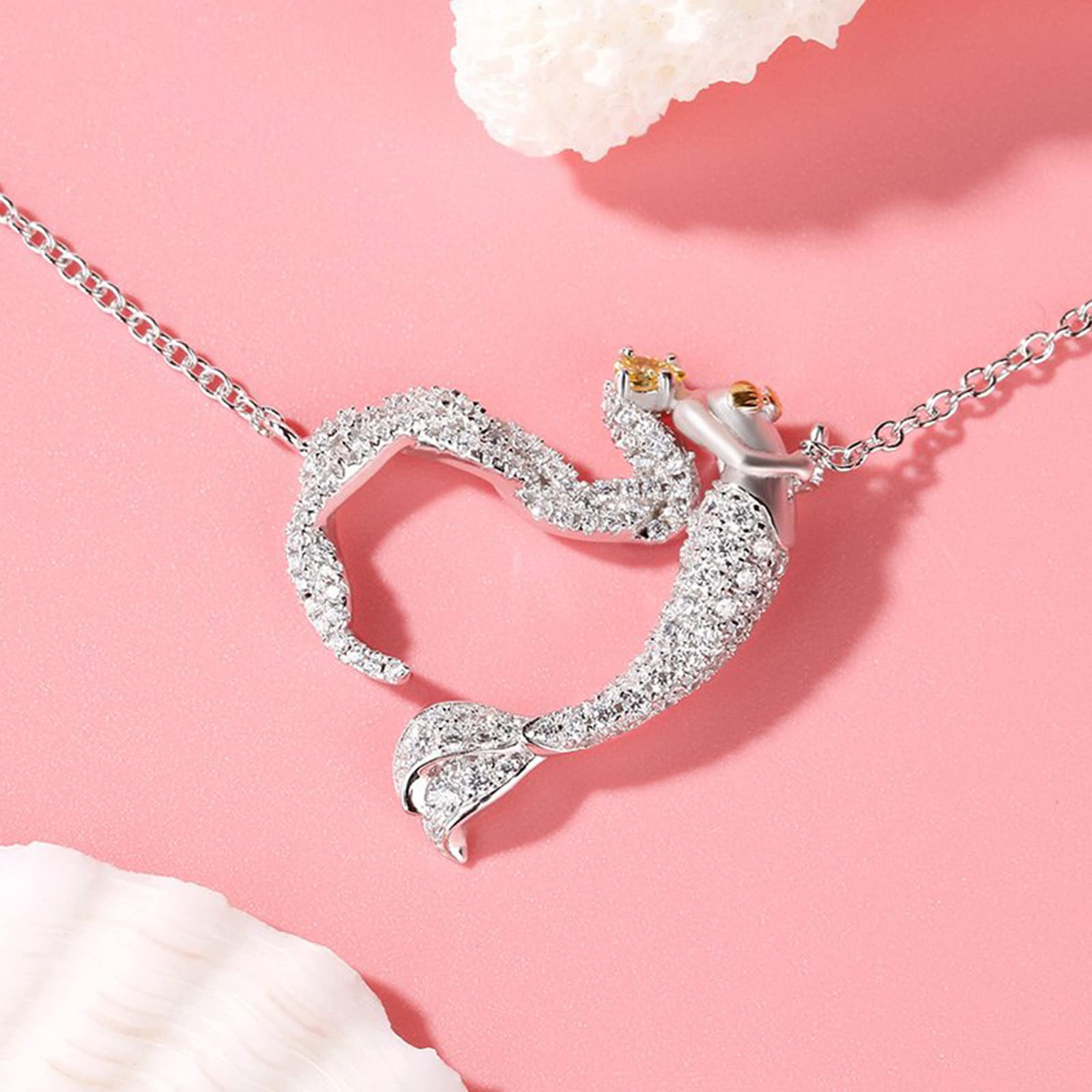 Jeulia Sterling Silver Mermaid Necklace for Women - Ocean's Light Pendant Jewelry, Valentine's Day & Birthday Gift for Women & Girls | Perfect for Beach Parties, Mermaid-Themed Events & Romantic Occasions