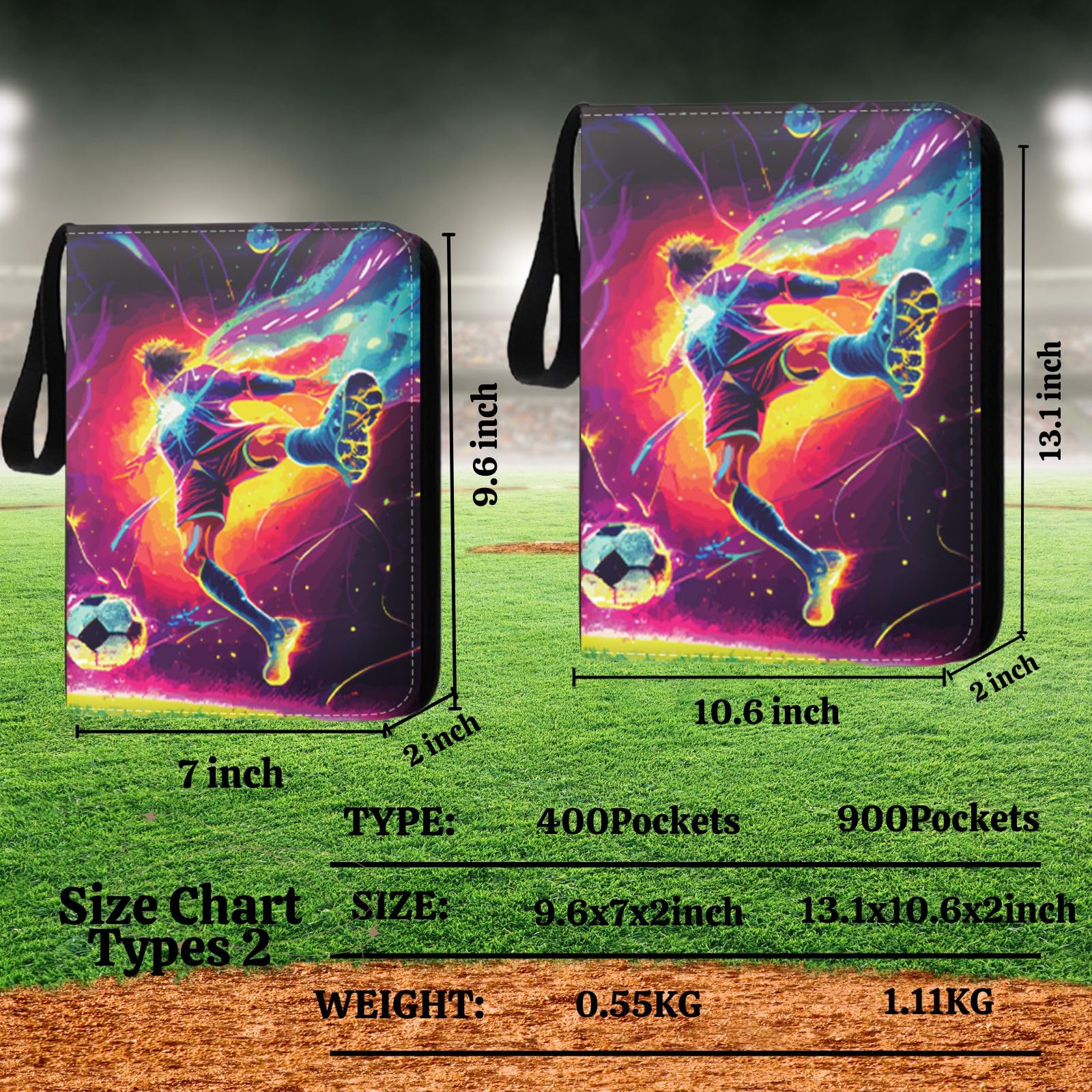 Premium 900-Pocket Soccer Card Binder with 50 Removable Sleeves - Durable Sports Trading Card Organizer for Football, Basketball & Baseball Collections | Perfect for Collectors, Tournaments & Card Storage Organization