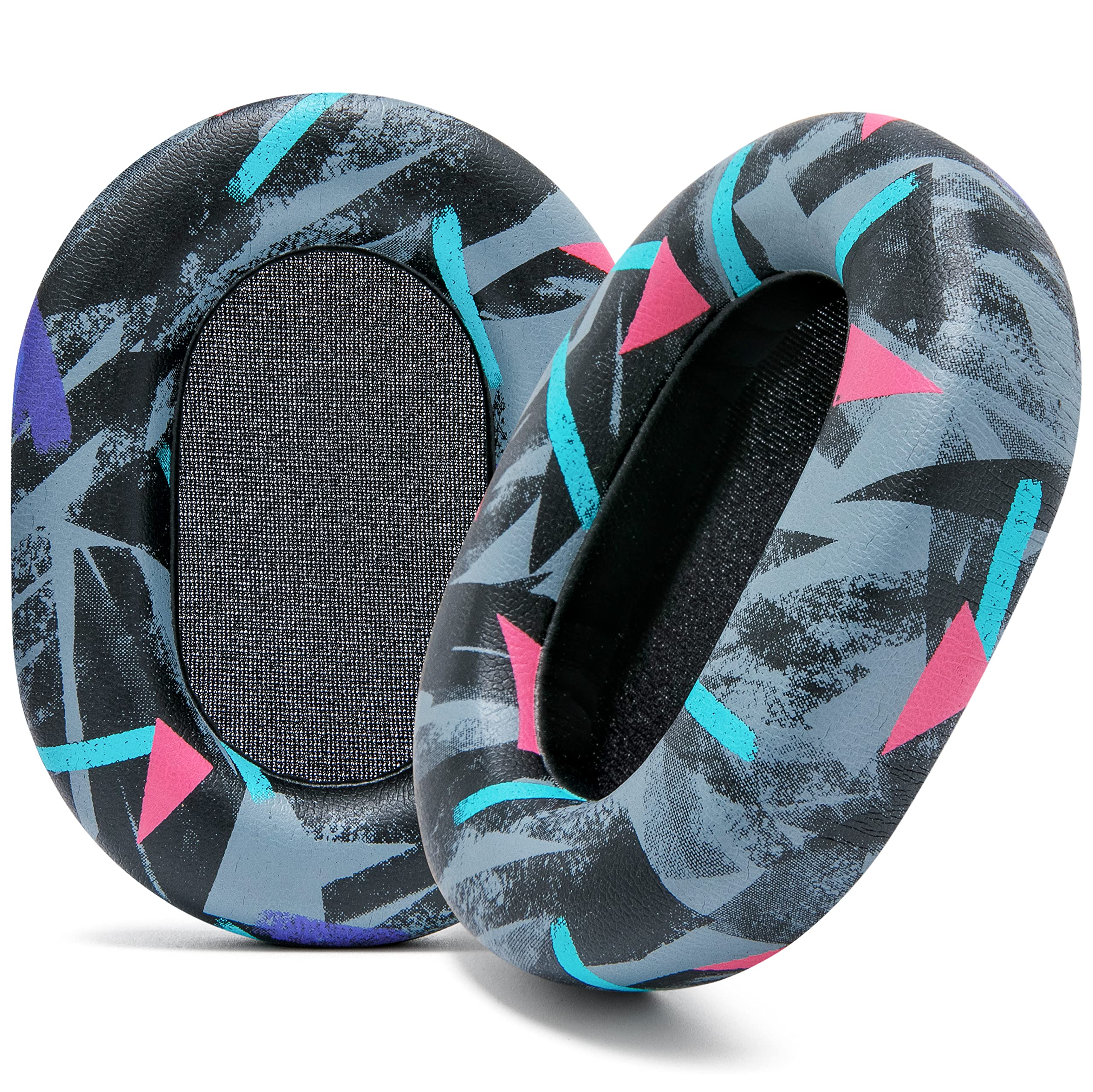 Premium WC Wicked Cushions Extra Thick Replacement Earpads for Sony WH-1000XM5 Headphones - Soft PU Leather, Noise Isolating Memory Foam, Enhanced Comfort (90's Black) | Perfect for Travel, Work & Home Entertainment