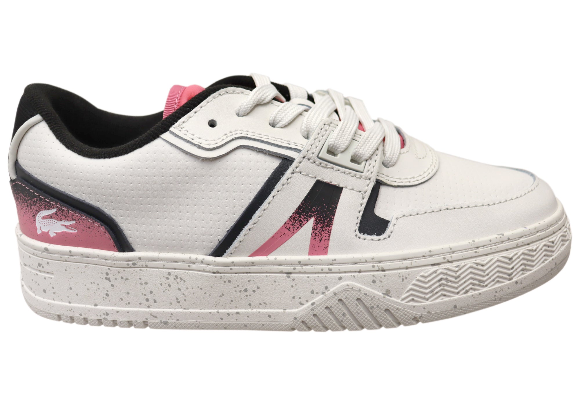 Lacoste Women's L001 Leather Lace-Up Heeled Sneakers - Comfortable Casual Shoes for Work, Walking & Everyday Wear