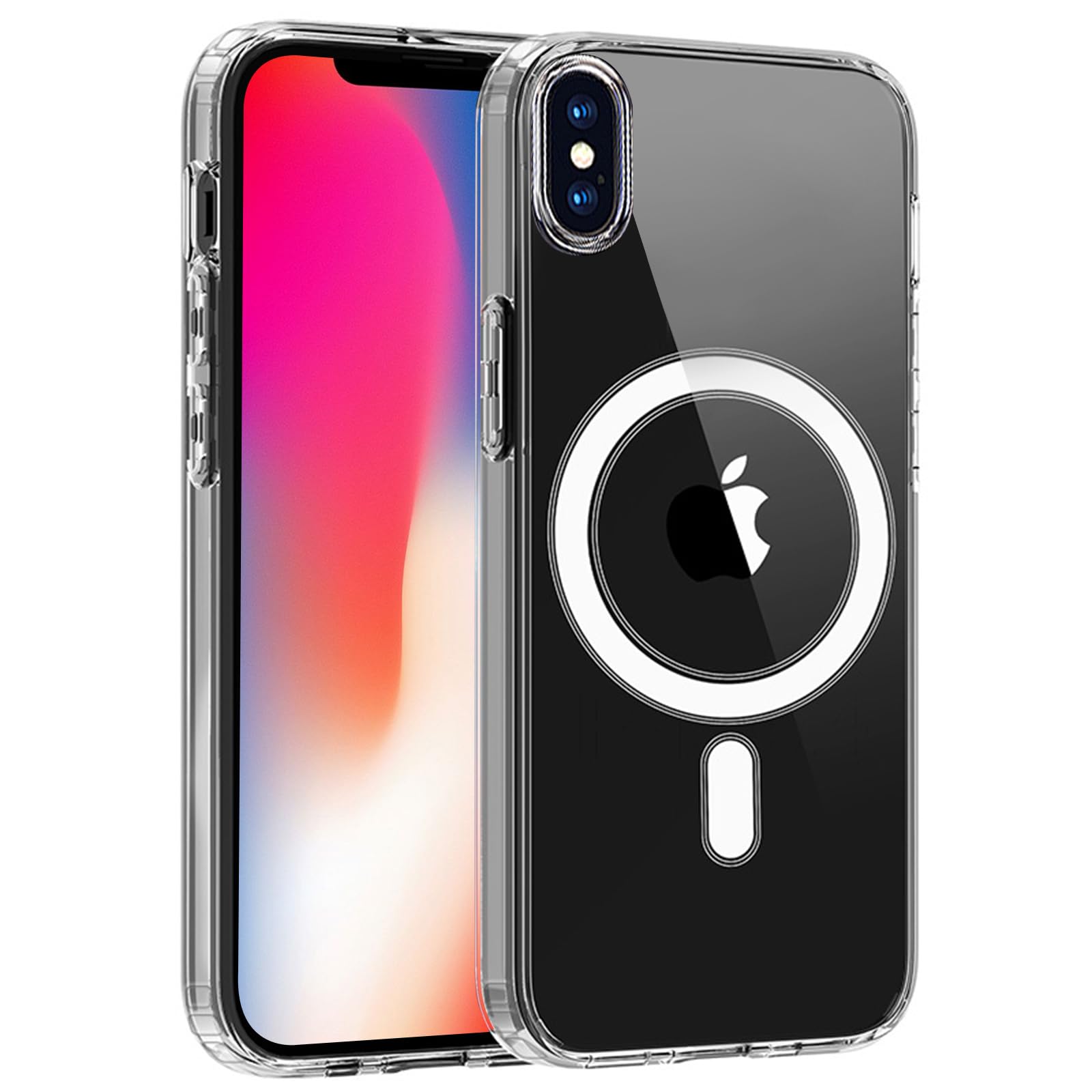 Magnetic Clear iPhone X/XS Case - Magsafe Wireless Charging Compatible, Anti-Yellow Shockproof & Military Drop Protection, Transparent Phone Cover | Perfect for Daily Use, Travel & Outdoor Activities