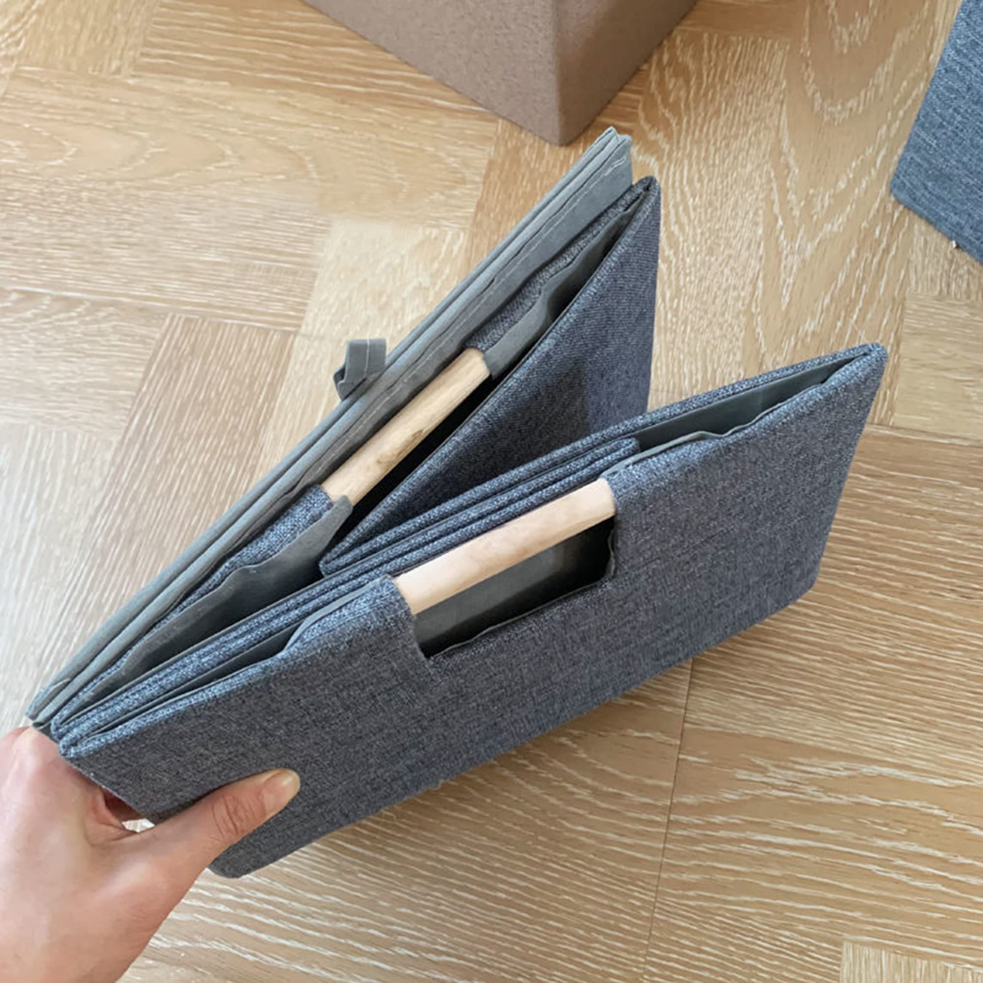 Foldable Storage Bins with Handles - Gray Rectangle Closet Baskets & Shelves Organizers for Home, Office, Car, Dorm Room | Perfect for Clothes, Toys, Books & Household Items Storage