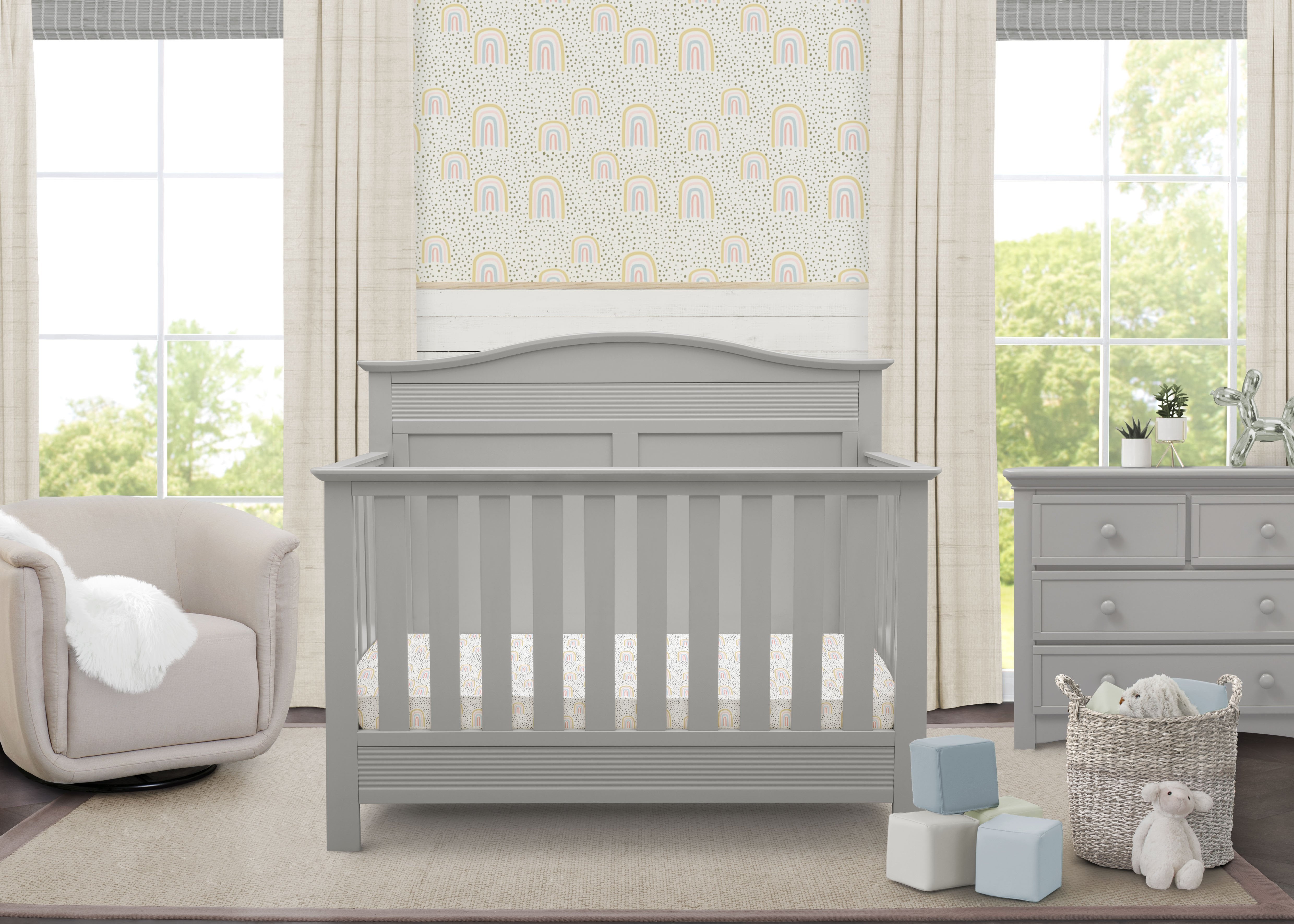 Barrett 4-in-1 Convertible Baby Crib - White Nursery Furniture for Newborn to Toddler | Perfect for Modern Nursery, Bedroom & Daycare