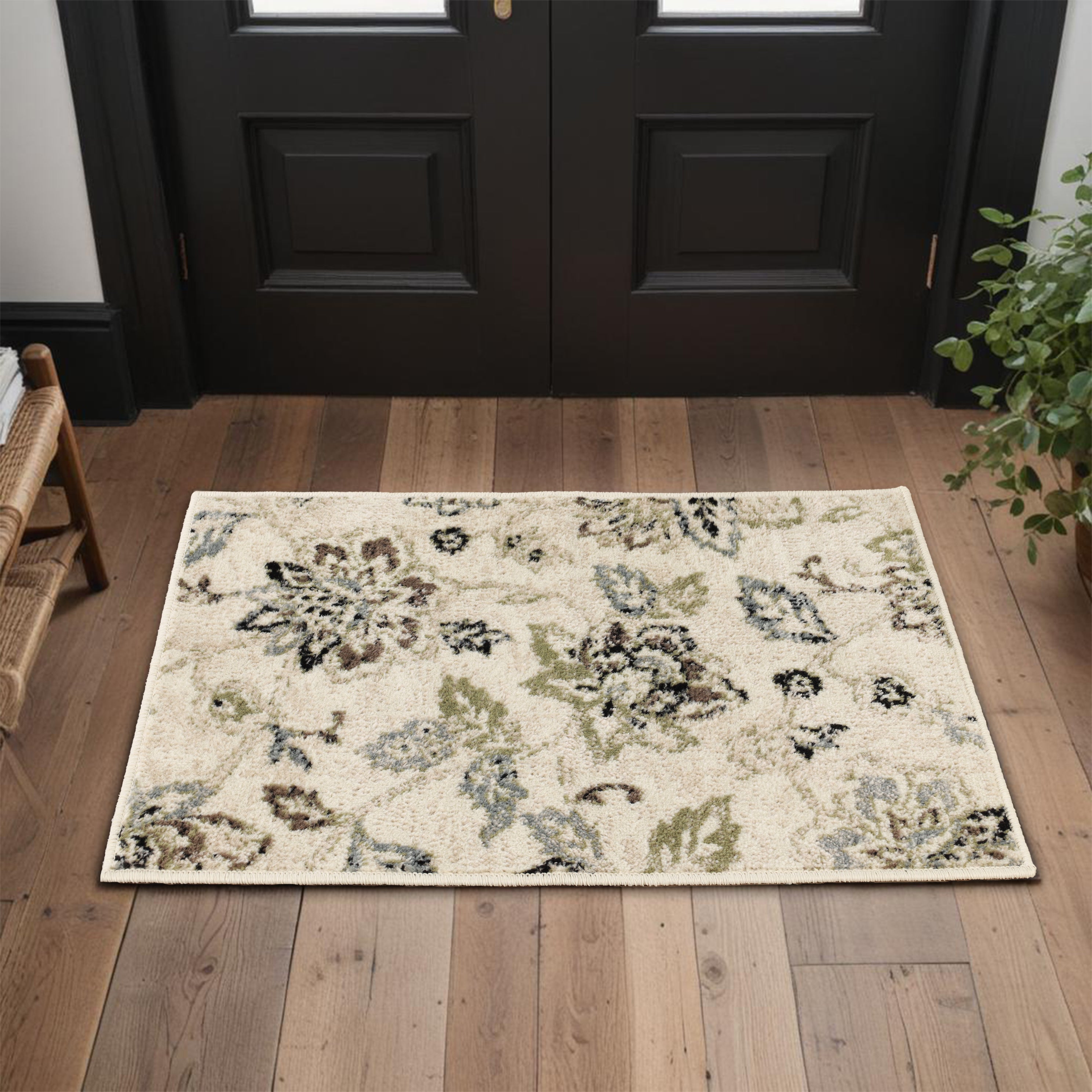 Jacobean Floral Modern Farmhouse Indoor Area Rugs & Runner Rugs - Soft Non-Slip Living Room Bedroom Decor for Cozy Home