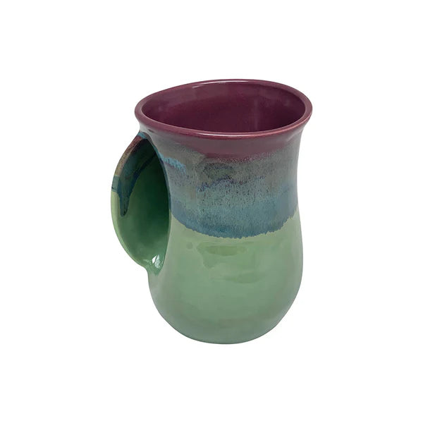 Clay in Motion Handwarmer Mug for Left-Handed Users - Mossy Creek Ceramic Travel Mug #20MC - Perfect for Coffee, Tea & Outdoor Adventures