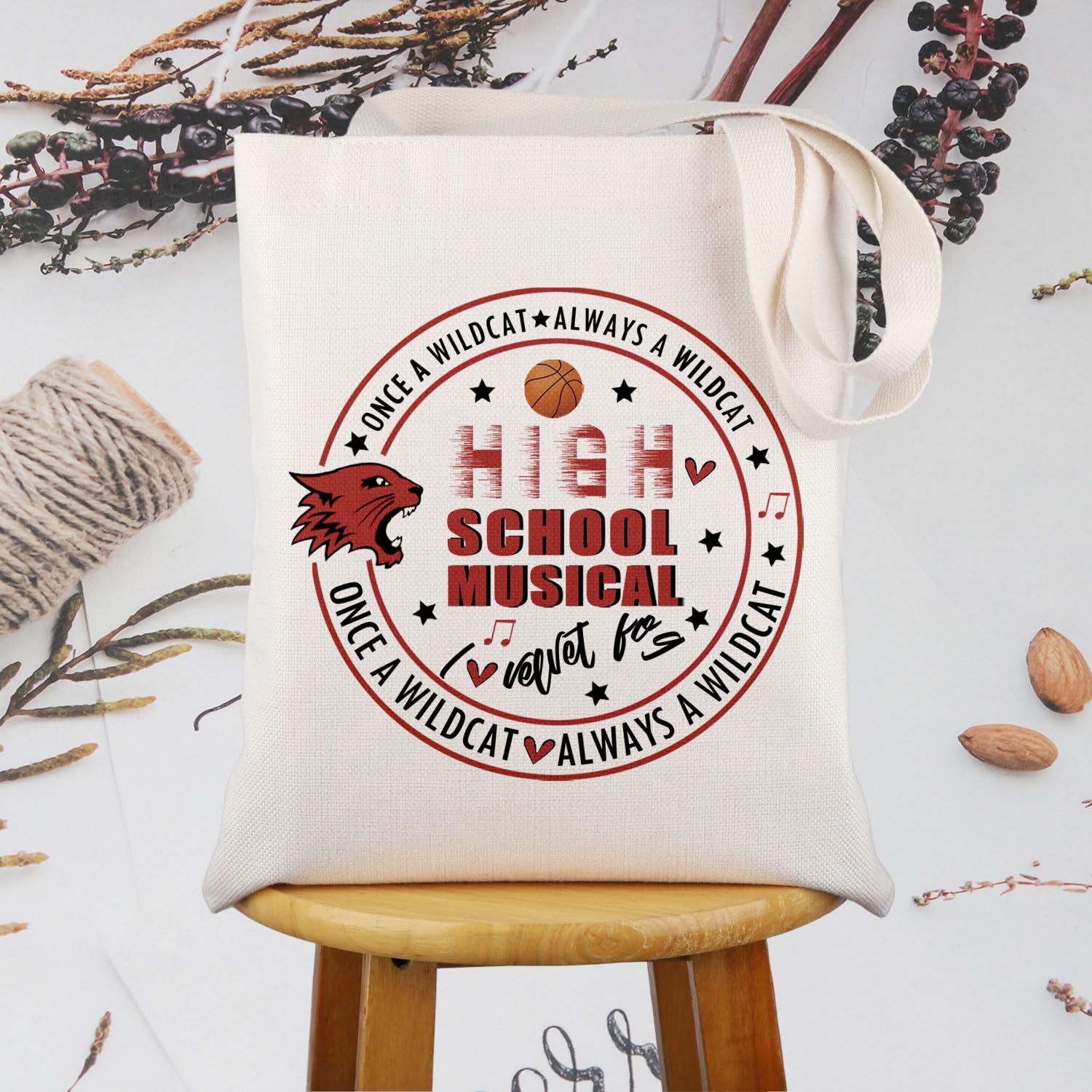 UJIMS High School Musical Inspired Tote Bag - East High Wildcats Theatrical Merchandise for Theatre Fans & Gift Ideas | Perfect for School, Concerts, and Disney Themed Events