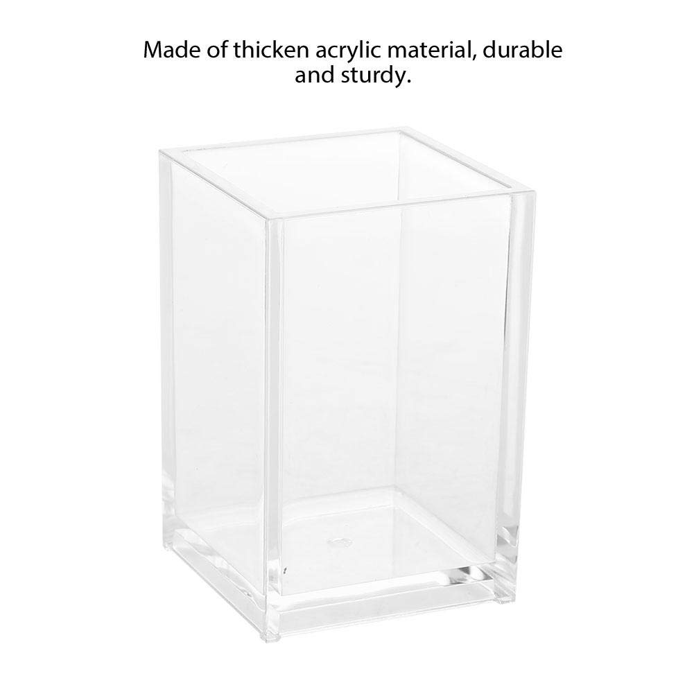 Clear Acrylic Makeup Brush Holder & Organizer - Multifunctional Storage Cube for Cosmetics, Brushes, Toothbrush, Pens & Flowers | Perfect for Vanity, Bathroom & Office Organization