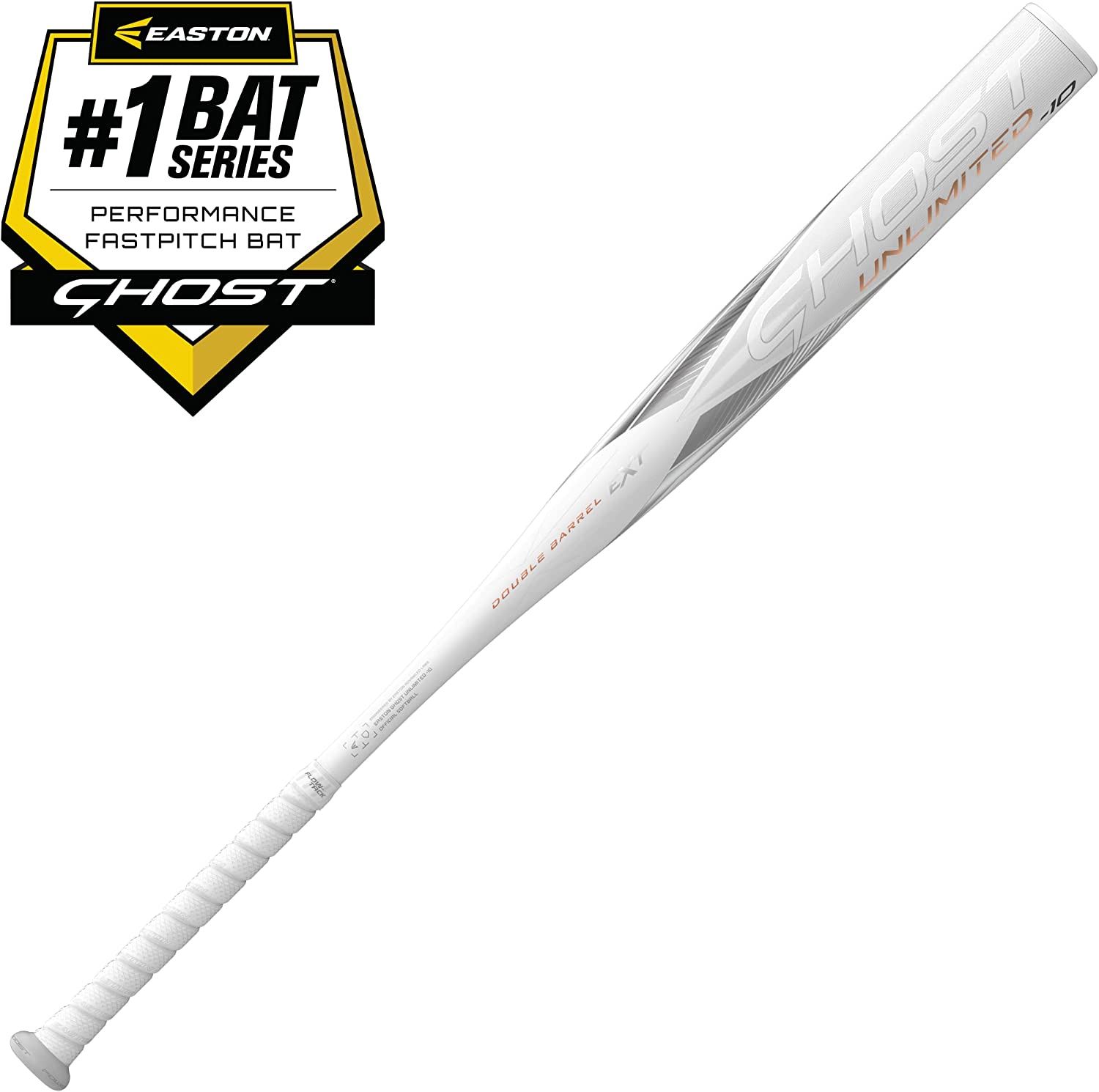 2023 Easton Ghost Unlimited -10 Fastpitch Softball Bat (White/Black) | USSSA Certified | Lightweight Composite Bat for Youth & High School Players | Perfect for Games, Practice & Tournaments