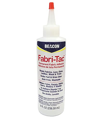 Beacon Fabri-Tac Permanent Adhesive - 8 oz Premium Fabric Glue for Crafts, DIY Projects & Clothing Repairs - Strong Bonding Solution for Quilting, Upholstery & Home Decor