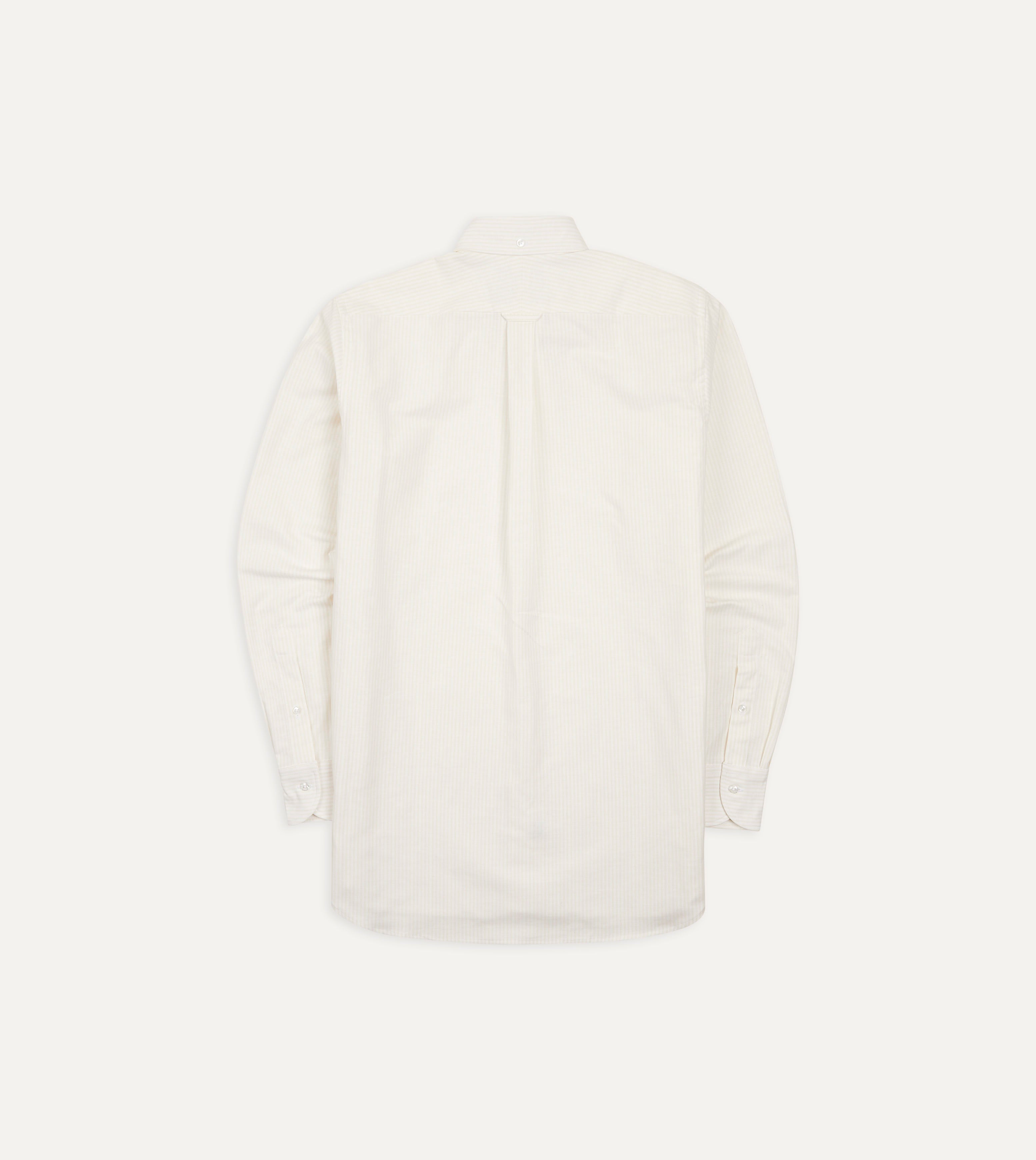 Premium Cream Ticking Stripe Cotton Oxford Button Down Shirt for Men - Classic Casual & Business Wear, Perfect for Office, Date Night & Outdoor Events