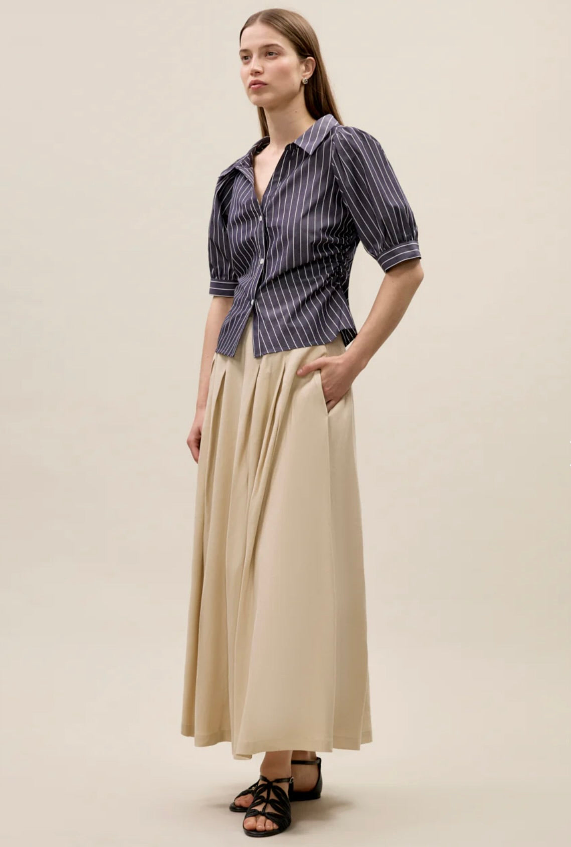Isla Stripe Poplin Shirt for Women | Lightweight Cotton Button Down Shirt | Casual & Office Wear | Perfect for Spring & Summer Outfits