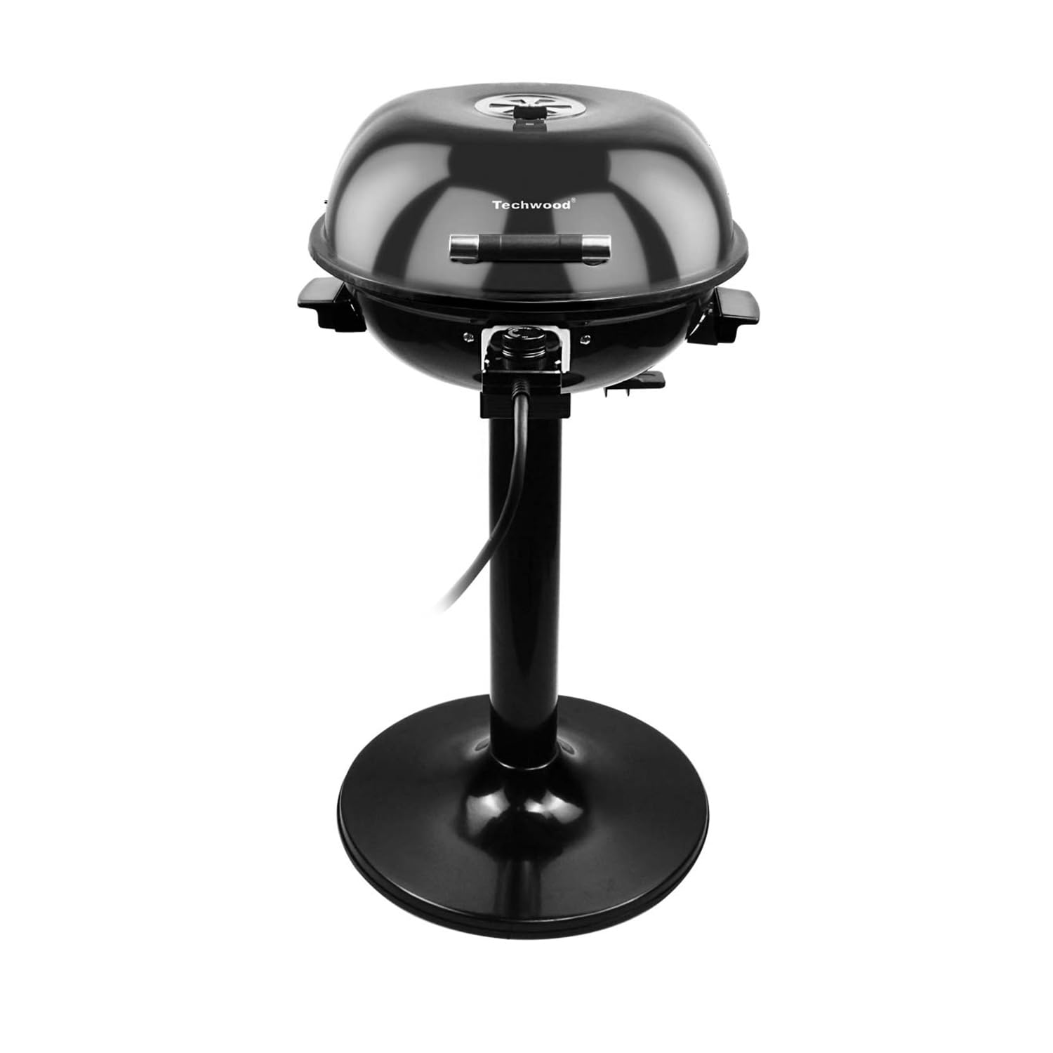 Techwood 1600W Electric Grill for Indoor & Outdoor Use - Portable BBQ Grill with Removable Stand - Perfect for Backyard, Camping & Patio Cooking (Black)