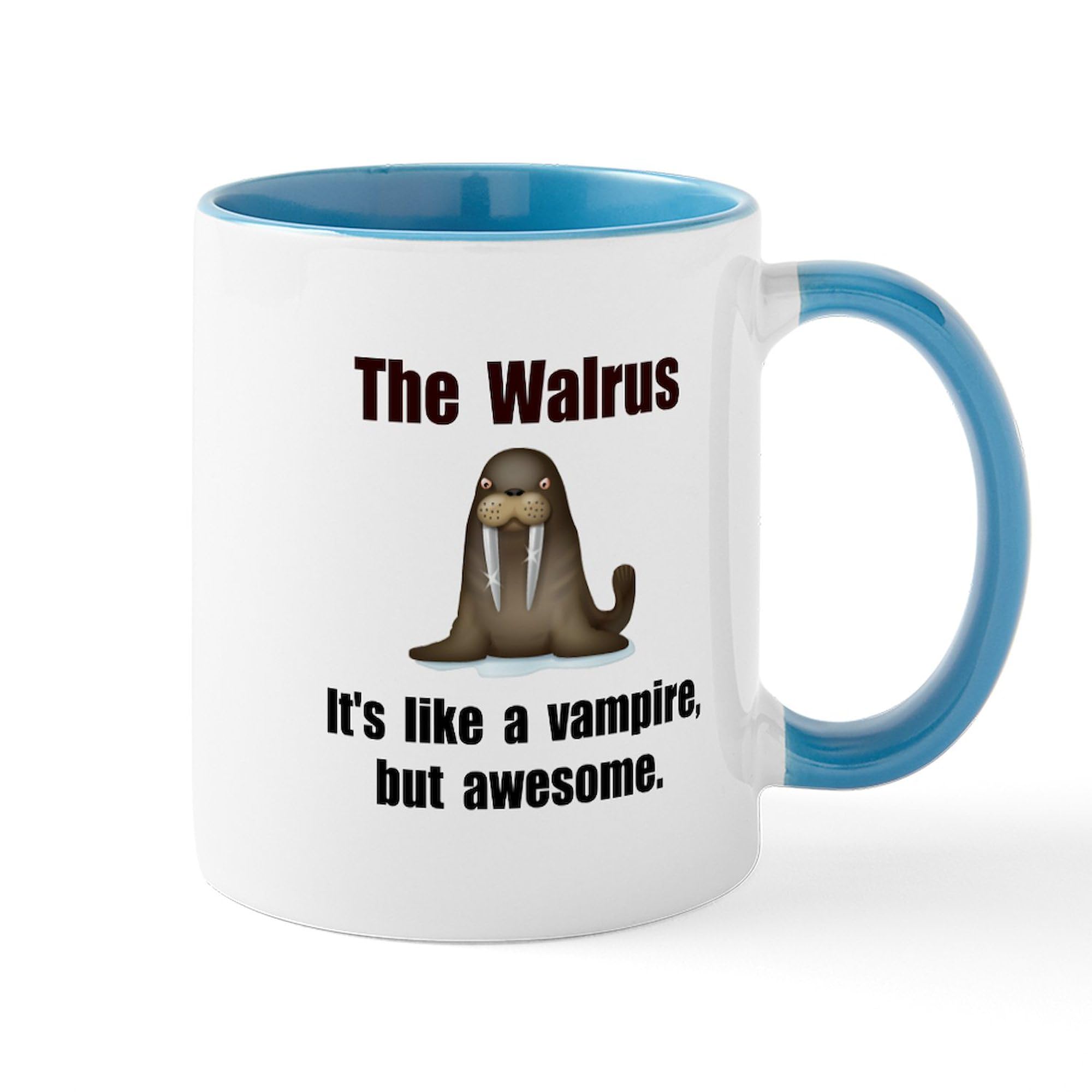 Walrus Vampire Ceramic Coffee Mug 11 oz (325 ml) - Unique Funny Gift for Coffee Lovers, Office Use, Halloween Party & Home Decor
