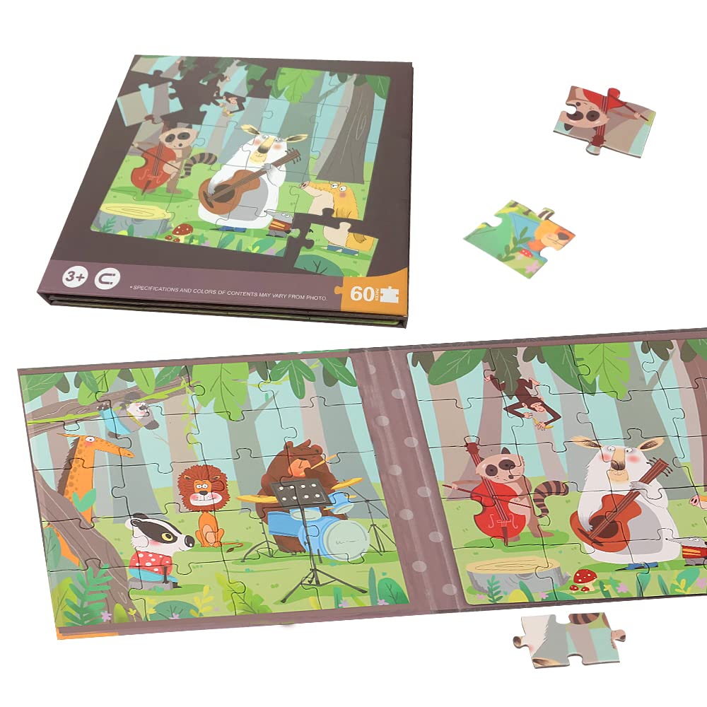 Magnetic Jigsaw Puzzle Set for Kids Ages 3-8 - 60 Piece Educational Toy with Tri-Fold Magnetic Book & Plates - Perfect Gift for Toddlers Boys & Girls - Great for Travel, Classroom & Home Learning Activities