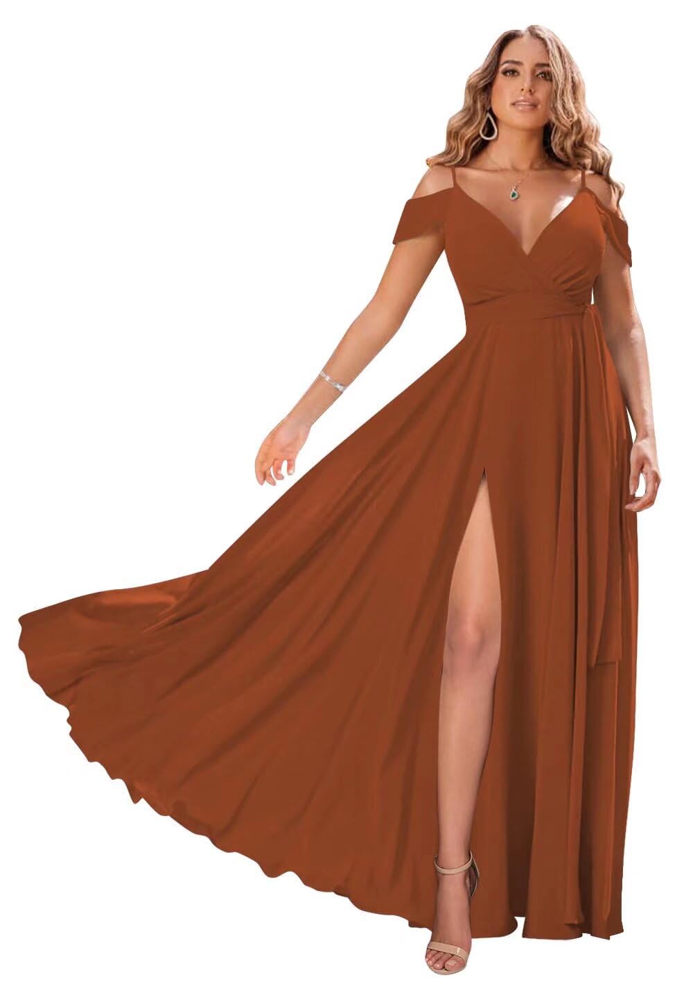 2025 New Off Shoulder Bridesmaid Dresses - Elegant Chiffon Pleated Formal Evening Gowns for Women Wedding Guest | Perfect for Beach Weddings, Cocktail Parties & Special Occasions