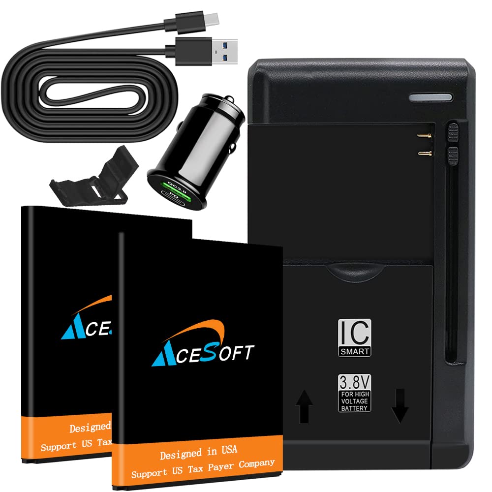 TCL Flip 4056W Battery & Charger Kit - 1950mAh Mighty Density with Type-C Cable for Home/Car Use