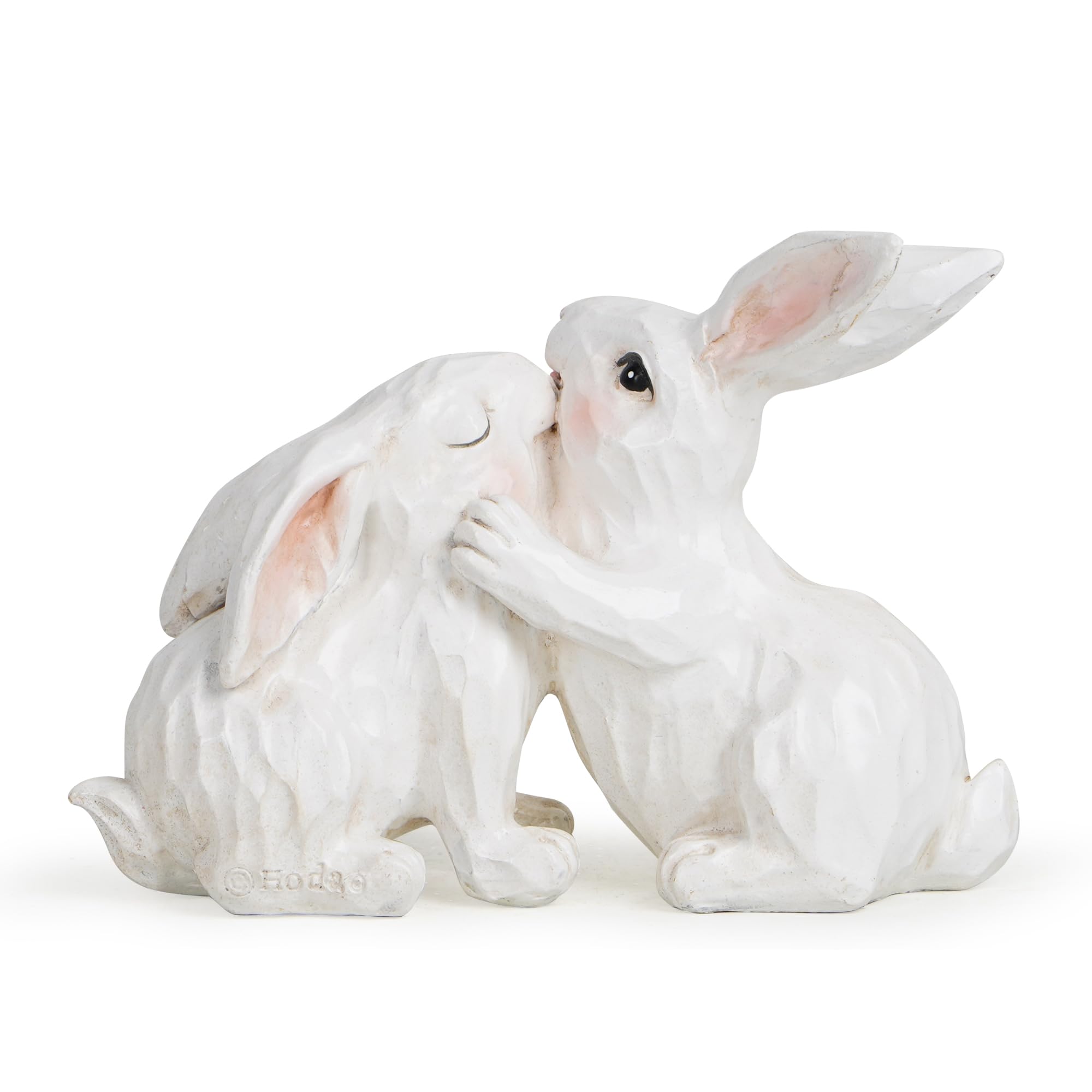 Easter Bunny Couple Decor - Spring Home Decor, Electroplated European Mini Bunny Figurines, Perfect Couple Gifts (White) - Ideal for Easter Decorations, Wedding Centerpieces & Romantic Home Accents