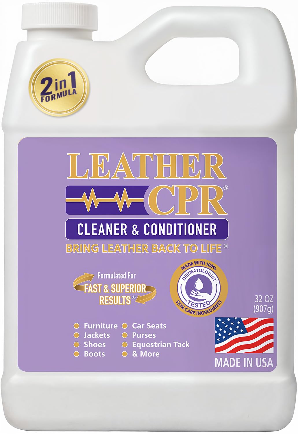 Leather CPR Cleaner & Conditioner - 32 oz Leather Care for Couches, Purses, Furniture & Car Seats | Restores & Protects Leather | Ideal for Home, Office & Auto Use