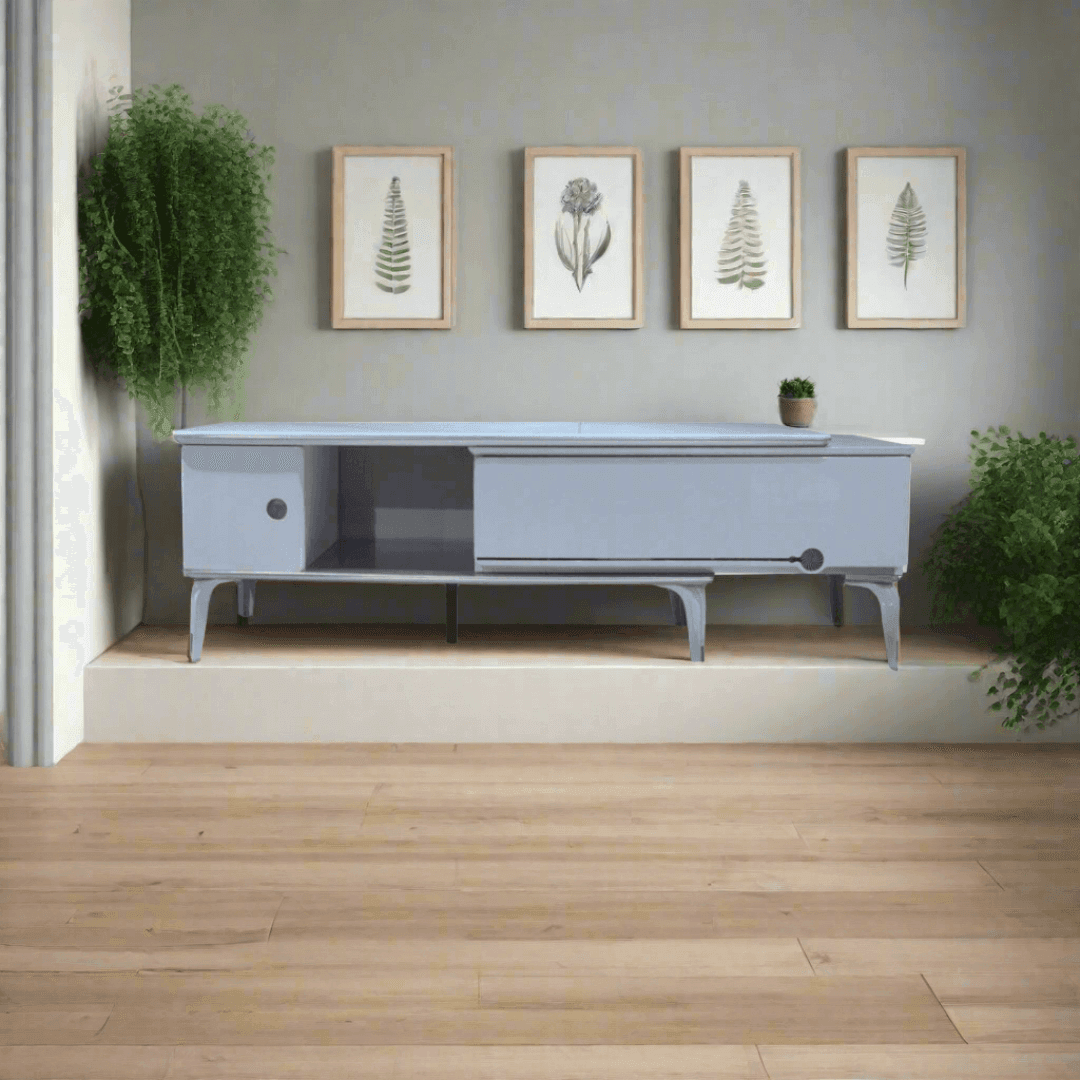 Jarad Extendable TV Stand with Jade Stone Top - Modern Entertainment Center for Living Room, Bedroom & Home Theater