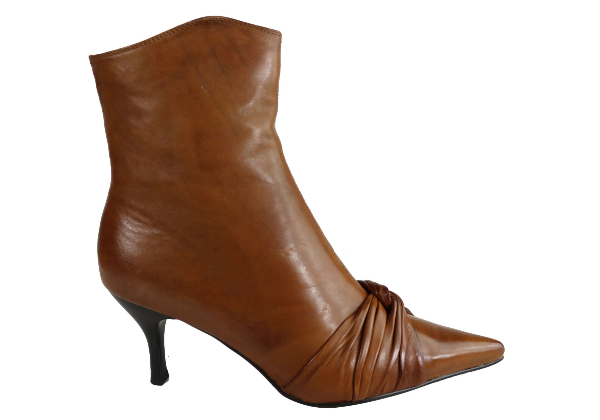 Orizonte Women's Mid Heel Leather Pointed Toe Ankle Boots - Stylish & Comfortable for Work, Party & Fall Fashion