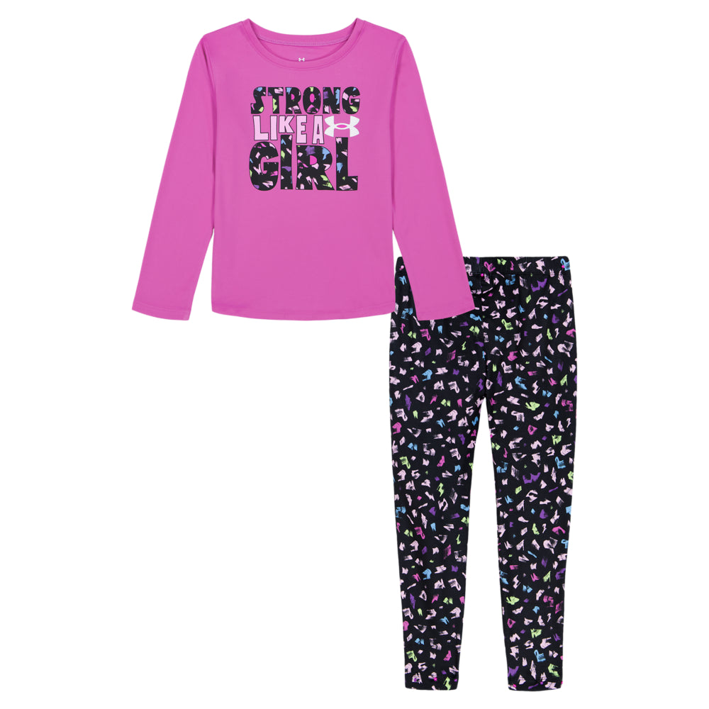 Under Armour Girls' Infant Strong Like a Girl Outfit Set - Comfortable & Stylish Activewear for Toddler Playtime & Sports Activities