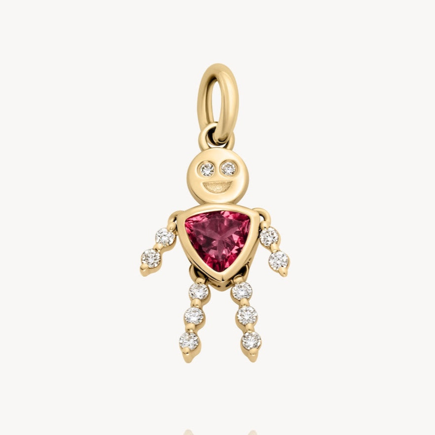 October Boy Lulu & Lox Charm Pink Tourmaline Necklace - Elegant Birthstone Jewelry for Women | Perfect Gift for Birthday, Anniversary & Special Occasions