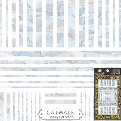 Premium Holographic Nail Stickers - Silver Metallic Stripes | Catwalk Nail Collection | Easy Peel-N-Stick Fake Nails | Perfect for Parties, Weddings & Special Occasions