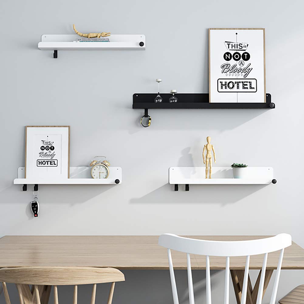 40/60/80cm Heavy Duty Metal Floating Wall Shelves - 15kg Load Capacity - Easy Install Wall Mounted Shelves for Bathroom, Bedroom, Living Room & Kitchen - Perfect for Organizing Toiletries, Books, Decor & Kitchen Essentials