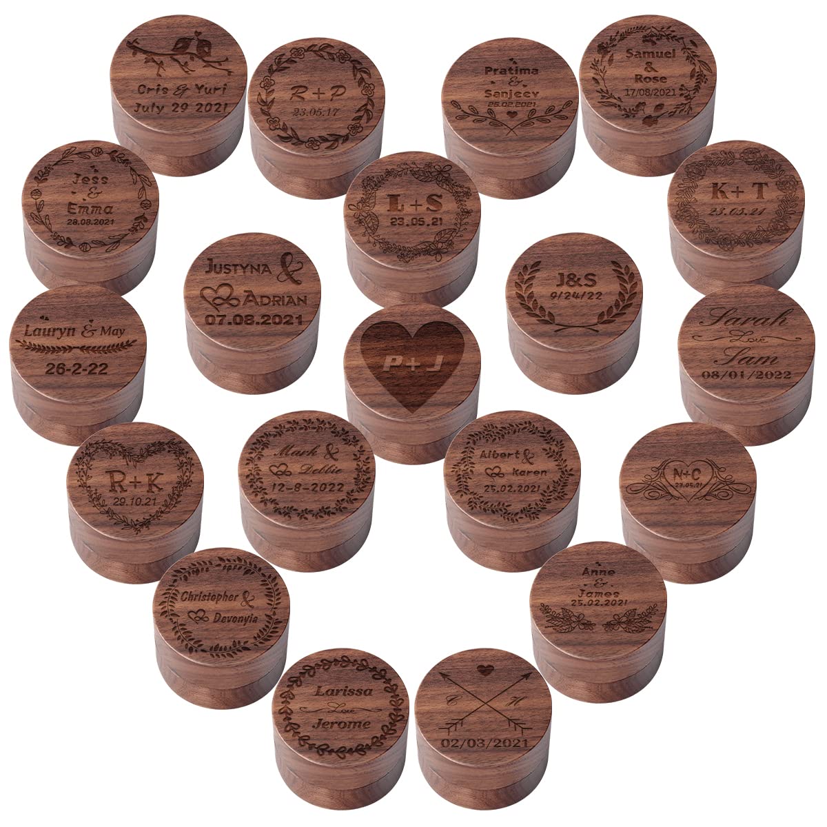 Personalized Wooden Ring Box for Wedding & Proposal - Engraved Name Gift for Couples - Walnut Wood - Perfect for Engagement Ceremonies