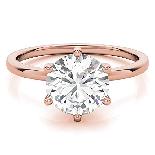3 Carats Round Moissanite Solitaire Engagement Ring for Women - 925 Silver & 10K/14K/18K Solid Rose/White/Yellow Gold Handmade Wedding Band - Perfect Anniversary Gift & Proposal Ring for Her - Ideal for Proposals, Weddings, Anniversaries & Special Occasions