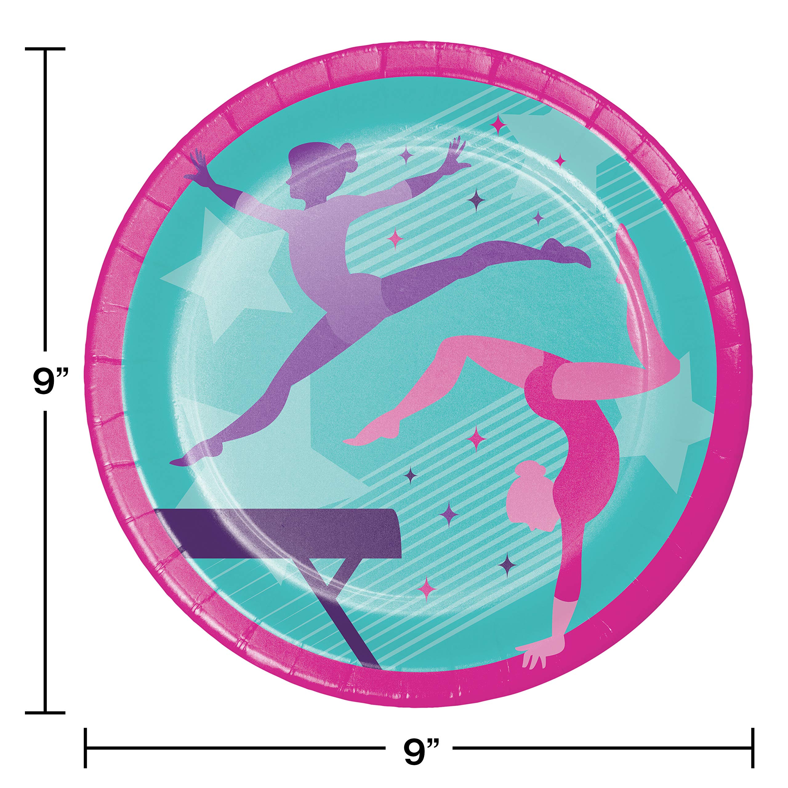 Creative Converting Gymnastics Themed Paper Plates - 8 Count | Perfect for Birthday Parties, Sports Celebrations & Themed Events