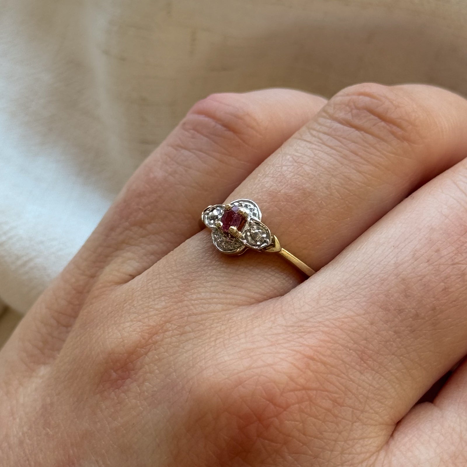 Two Tone Gold Ruby Ring - 0.14ct Natural Ruby Jewelry - Size 6 - Perfect for Engagement, Anniversary & Valentine's Day Gifts