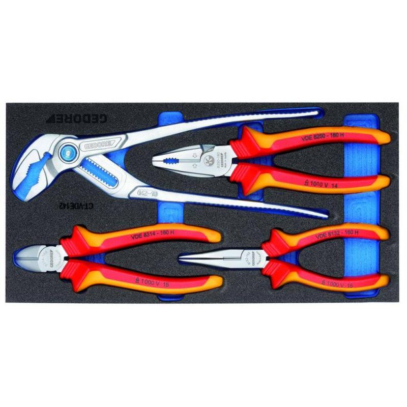 Gedore 2309033 VDE Insulated Pliers Set - 3-Piece Electrical Tool Kit for Safe Wiring & Repairs | Ideal for Electricians & DIY Home Projects