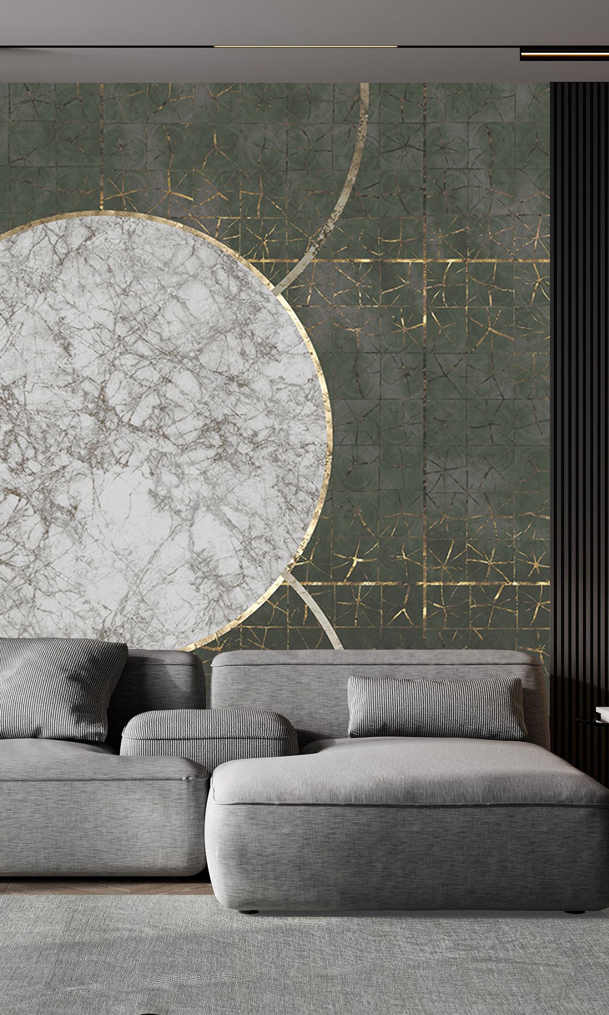 Dark Green Marbled Celestial Abstract Peel and Stick Wallpaper M2601 - Self-Adhesive Removable Wall Mural for Bedroom, Living Room, Nursery & Home Decor
