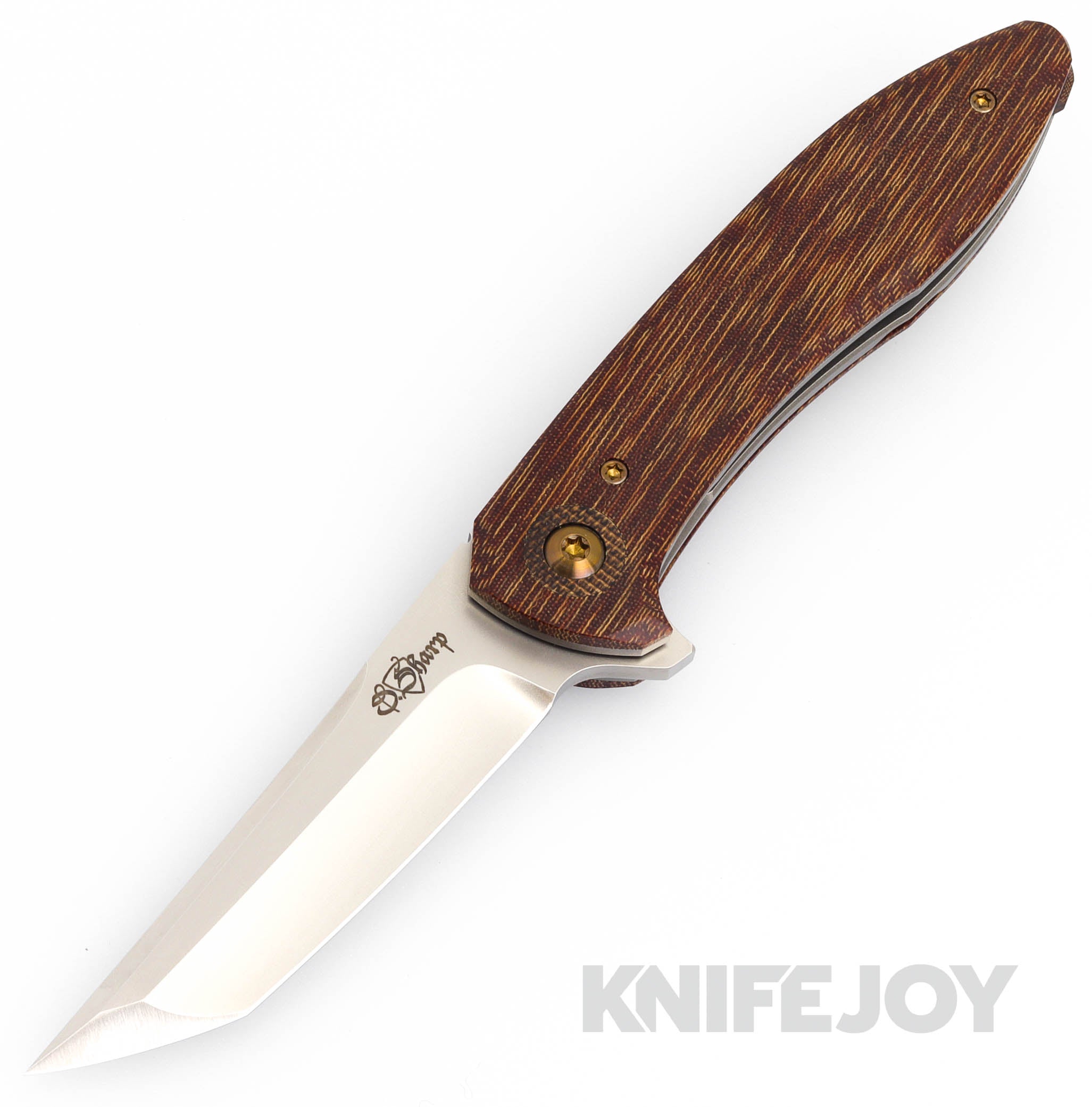 David Sharp Sharpwerks Knives Deka Mini Flipper Pocket Knife - RWL Stainless Steel Blade with XCUT Vintage Natural Micarta Handle - EDC, Camping, Hiking & Outdoor Survival Tool