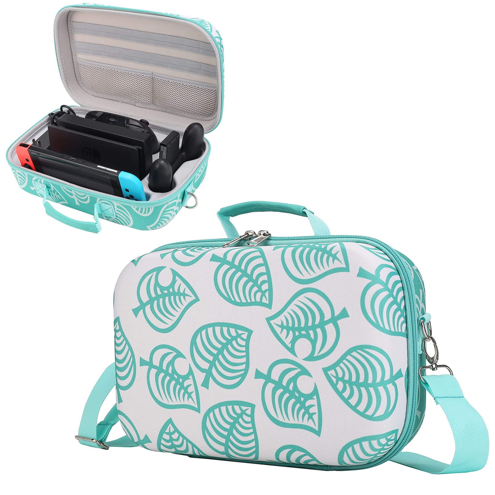 Premium Hard Shell Travel Case for Nintendo Switch & OLED Model - Protective Storage Case with Mesh Pocket & 18 Game Card Slots - Perfect for Gaming On-The-Go, Travel Protection & Accessories Organization