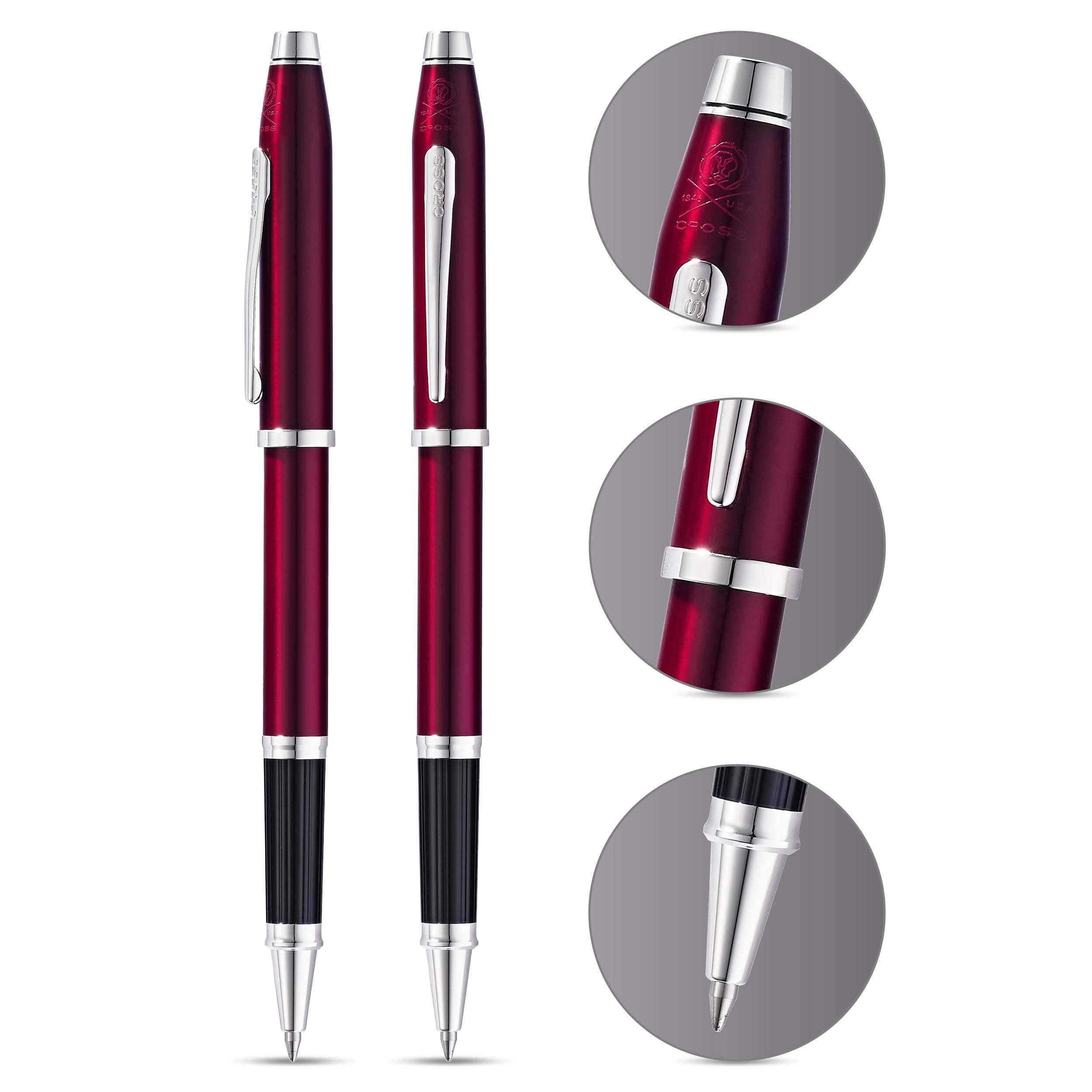 Cross Century II Refillable Gel Ink Rollerball Pen - Medium Point, Translucent Plum Lacquer Finish with Luxury Gift Box - Perfect for Office, Business Gifts & Signature Writing