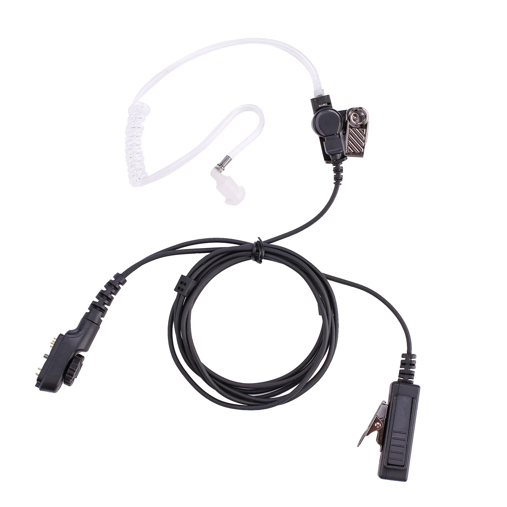 PD782 Earpiece Headset Compatible with HYT Hytera PT580 PD702 PD780 Walkie Talkie Radio - Clear Acoustic Tube with Large PTT Button for Security, Construction & Event Staff Communication