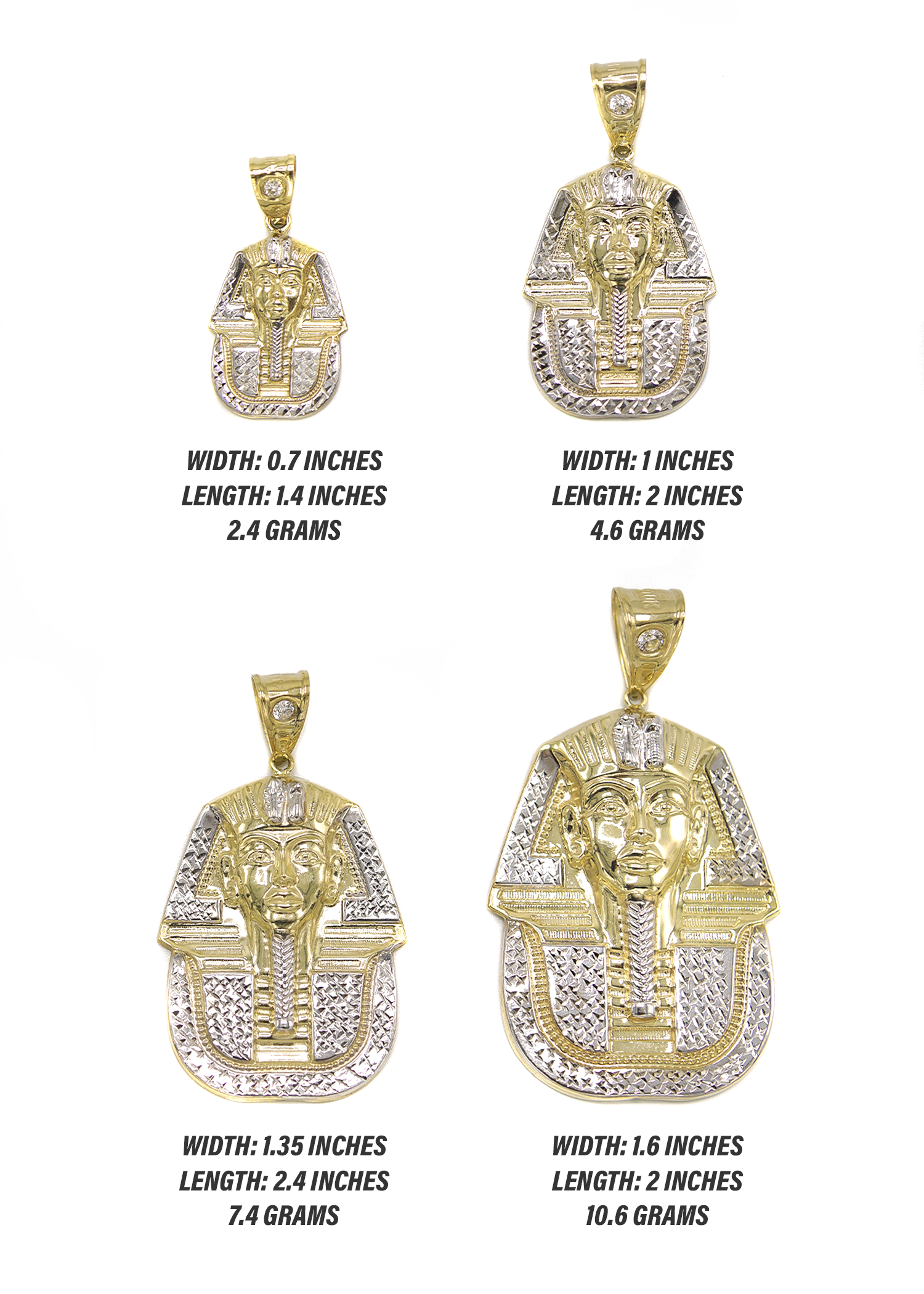 10K Yellow Gold Pharaoh Pendant Necklace - Custom Sizing for Men & Women | Perfect for Egyptian Jewelry Collections, Gifts & Special Occasions