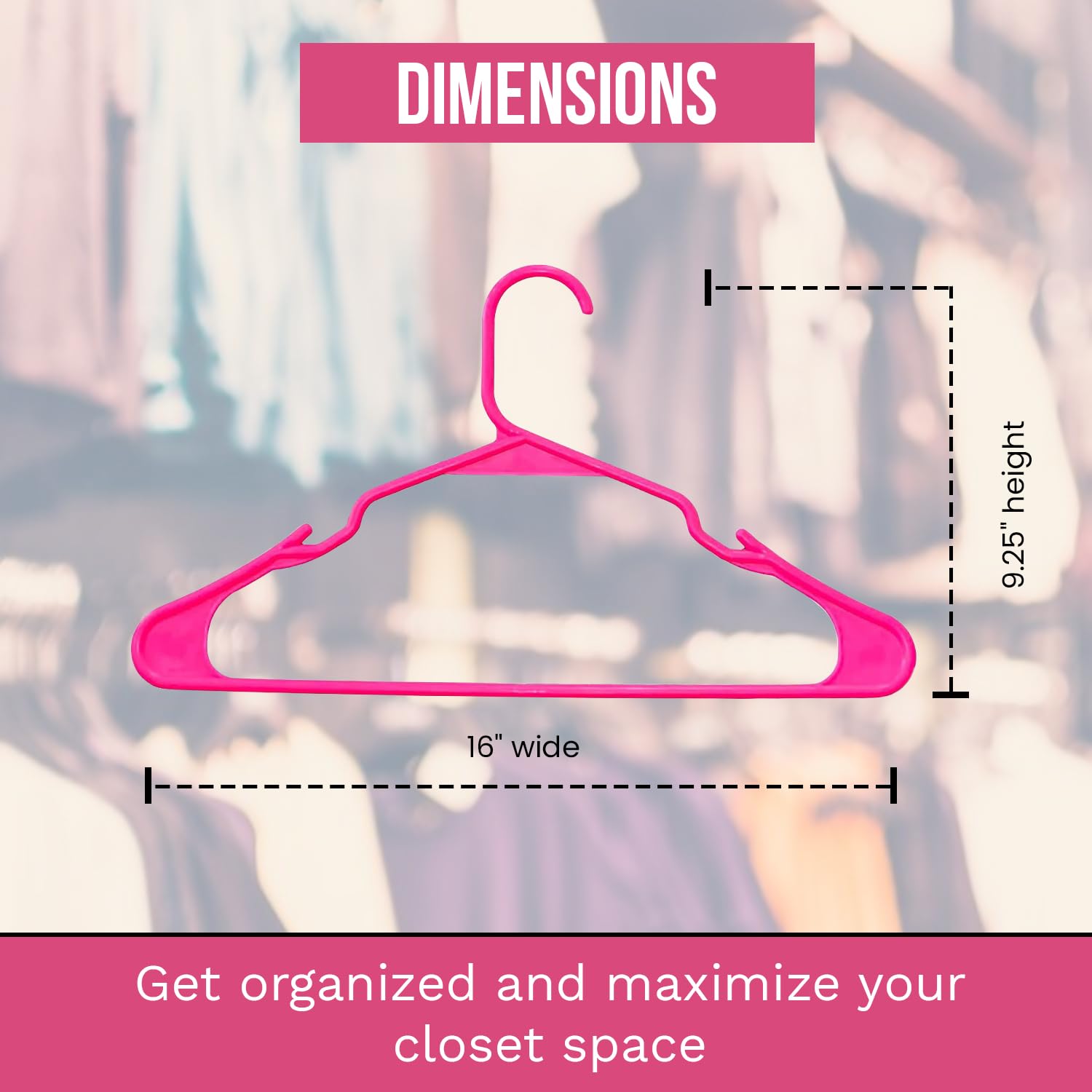 Space Saving Heavy Duty Plastic Clothes Hangers - 25 Pack Pink Wardrobe Organizers for Shirts, Jeans, Jackets & Coats | Perfect for Closet Organization, Laundry Room & Travel Packing