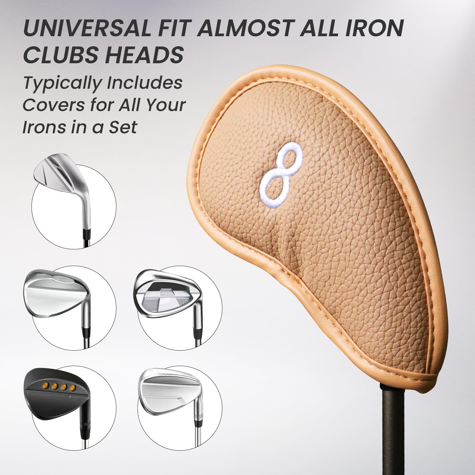 Premium 12-Piece Synthetic Leather Golf Iron Head Covers Set - Universal Fit for Most Iron Clubs | Durable Club Protection | Ideal Gift for Golfers | Perfect for Course Play & Club Storage