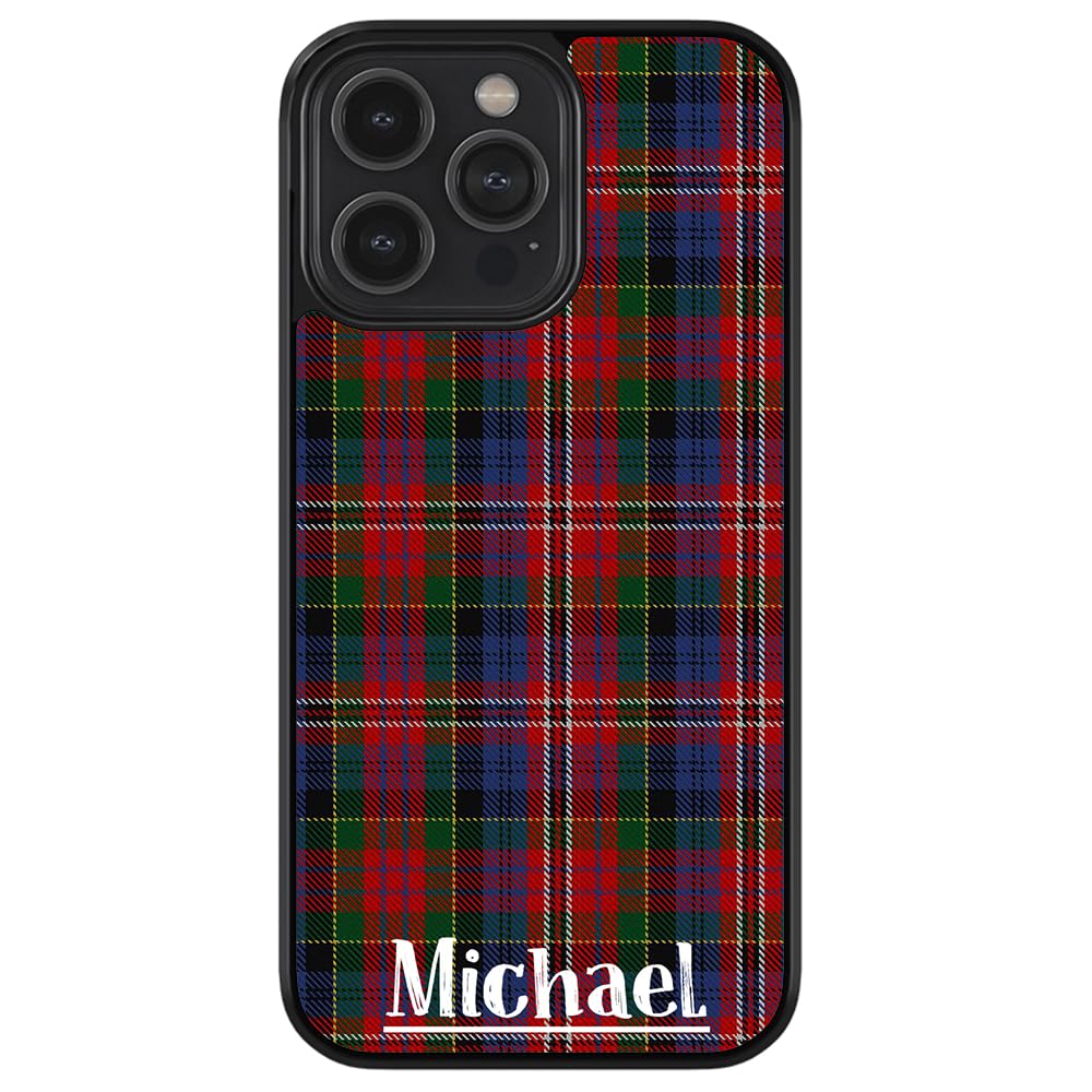 Custom Plaid Tartan Sweater Green Black Rubber Phone Case for Apple iPhone 16/15/14/13/12 Pro Max Plus & 11/X/8/7 Plus - Durable Protective Cover for Everyday Use, Work & Travel