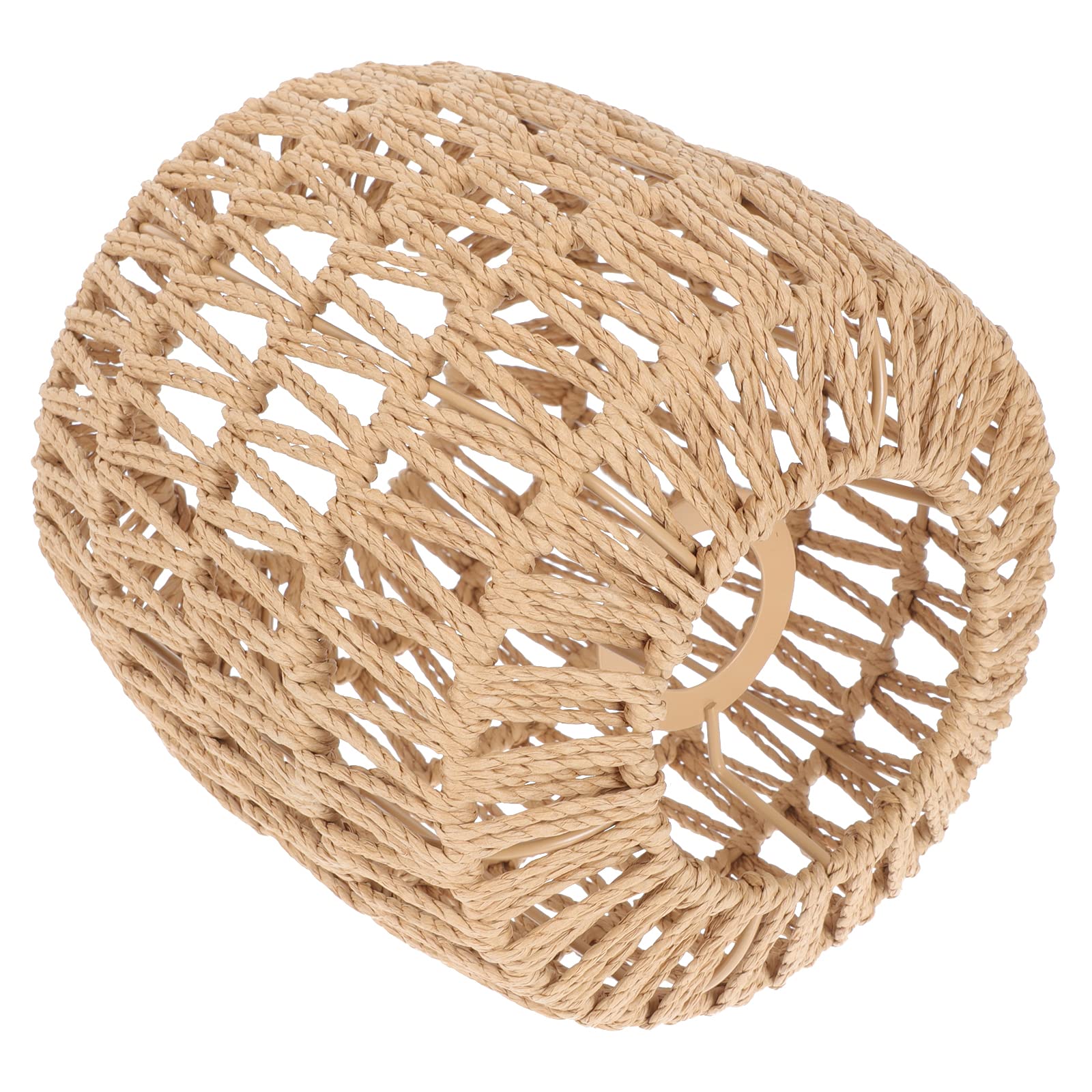 1PC Woven Rattan Lamp Shade - Medium Drum Pendant Light Cover for E27 Bulb - Hanging Chandelier, Table & Ceiling Light Fixture - Boho Home Decor for Living Room, Bedroom & Patio