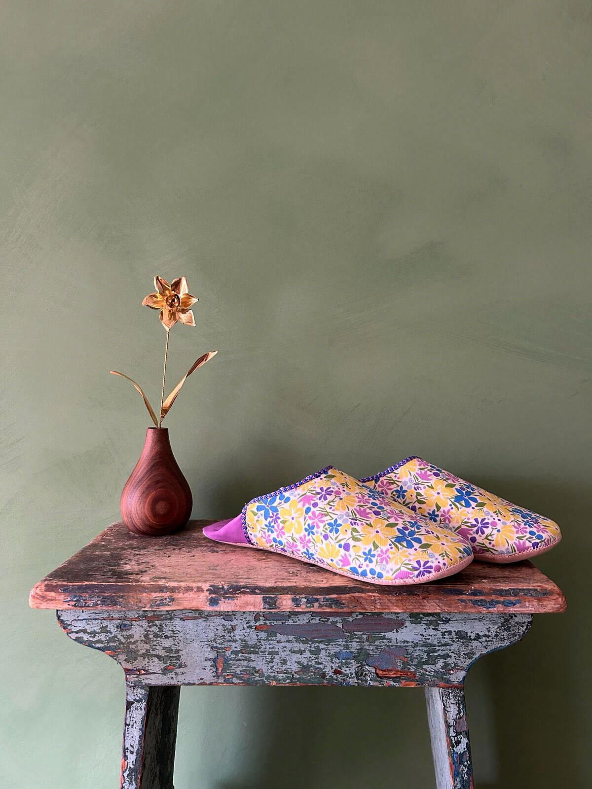 Bohemian Bloom Liberty Print Babouche Slippers - Comfortable Moroccan House Shoes for Women, Perfect for Home, Lounge & Yoga Wear
