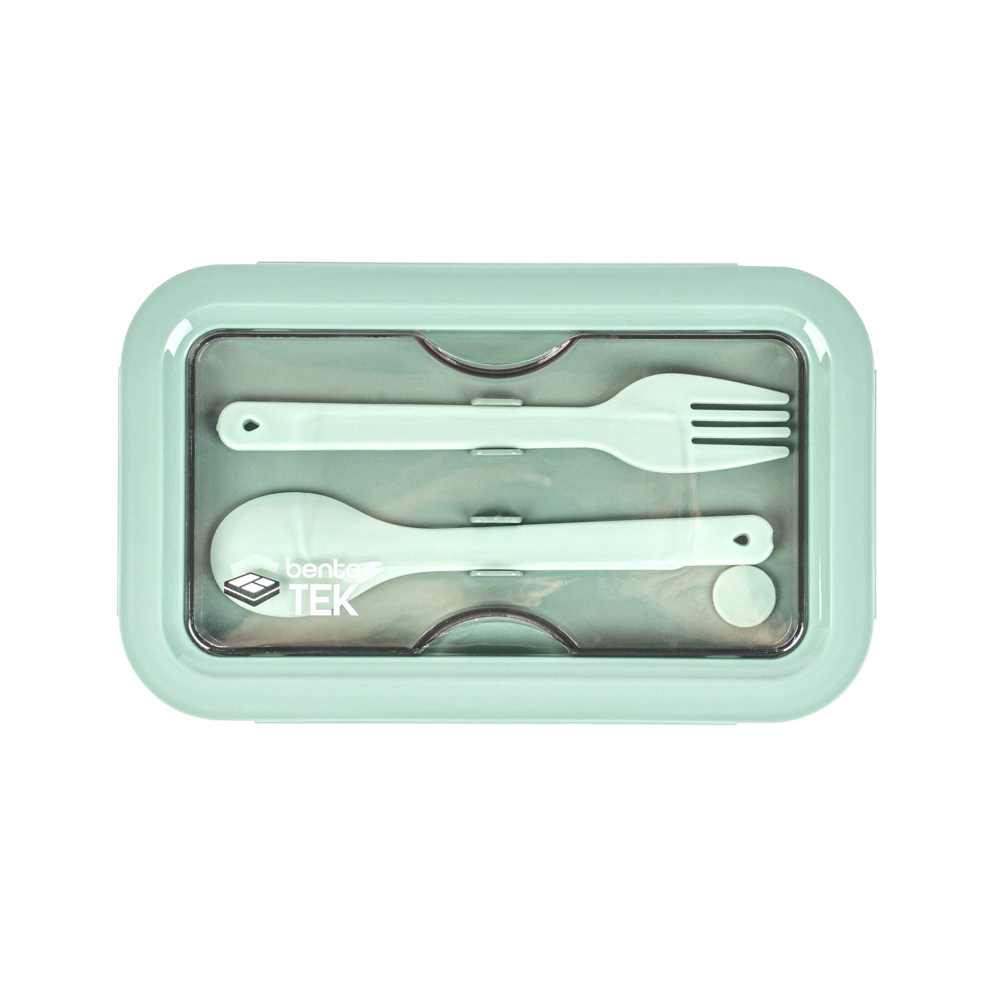 Bento Tek 29 oz Green BPA-Free Lunch Box with Fork & Spoon - Microwave Safe, Leak Proof (7.75