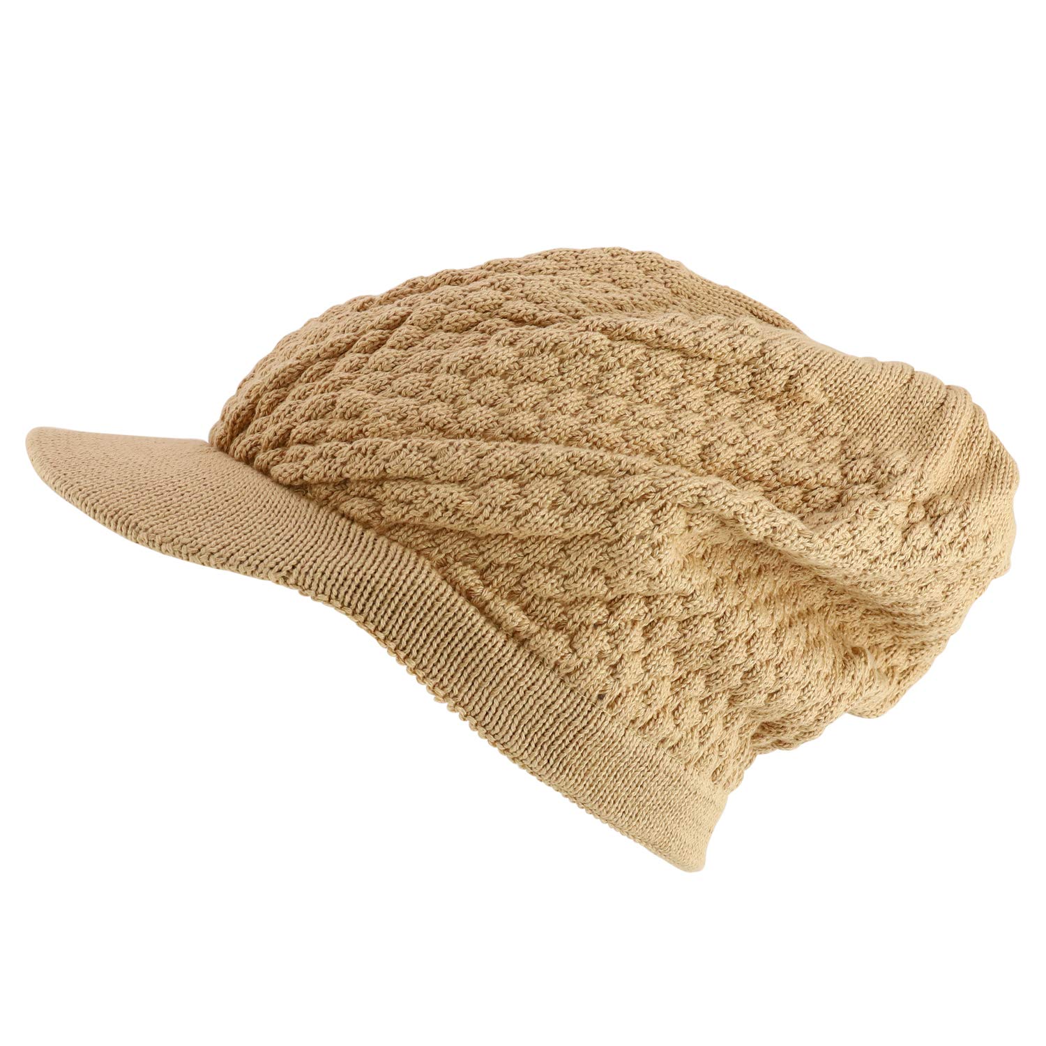 Rastafarian Dreadlock Knit Hat - Oversized Slouchy Cotton Beanie with Visor for Men & Women - Perfect for Winter, Reggae Festivals and Streetwear Fashion
